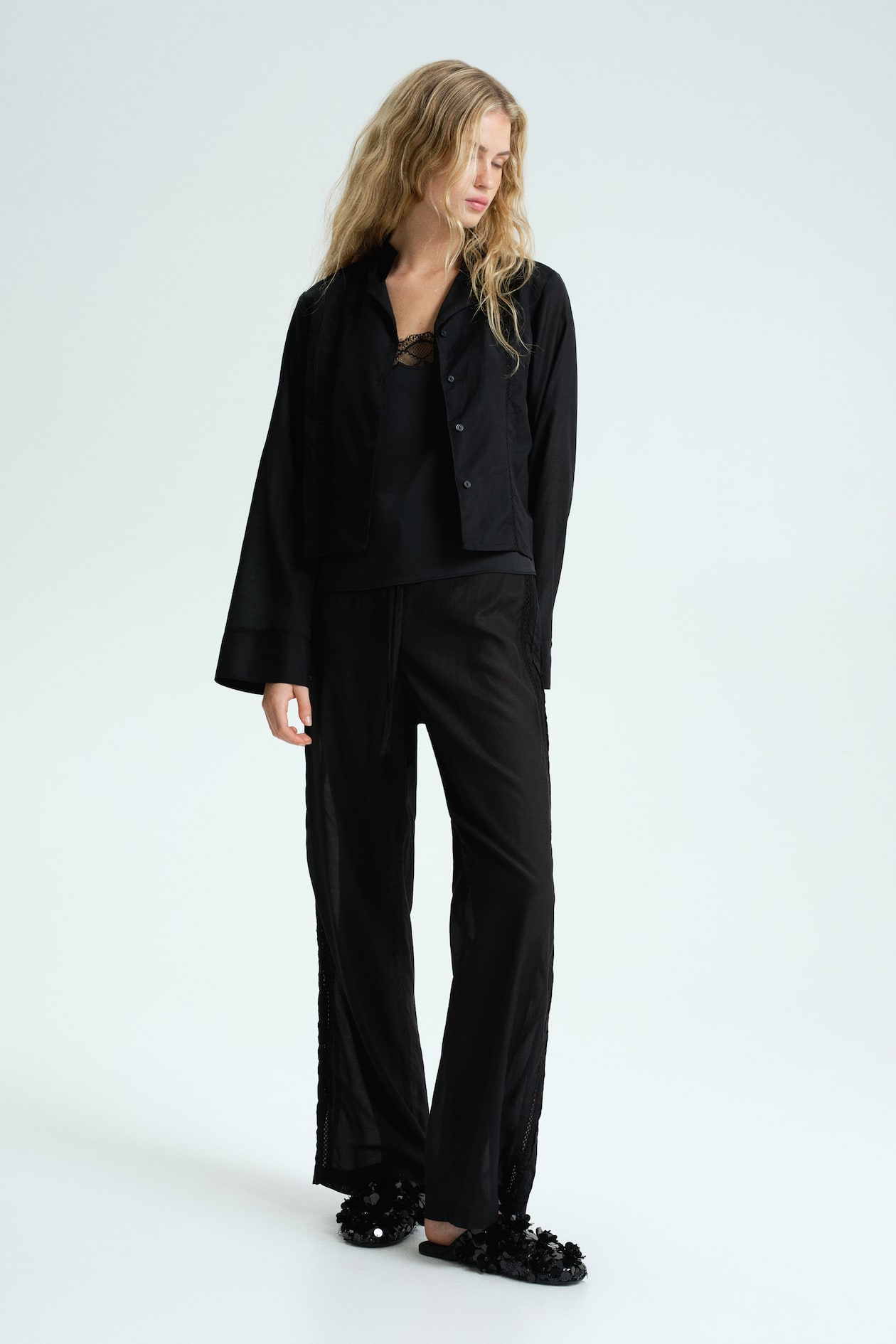 Pintucked Pajama Shirt - image 4