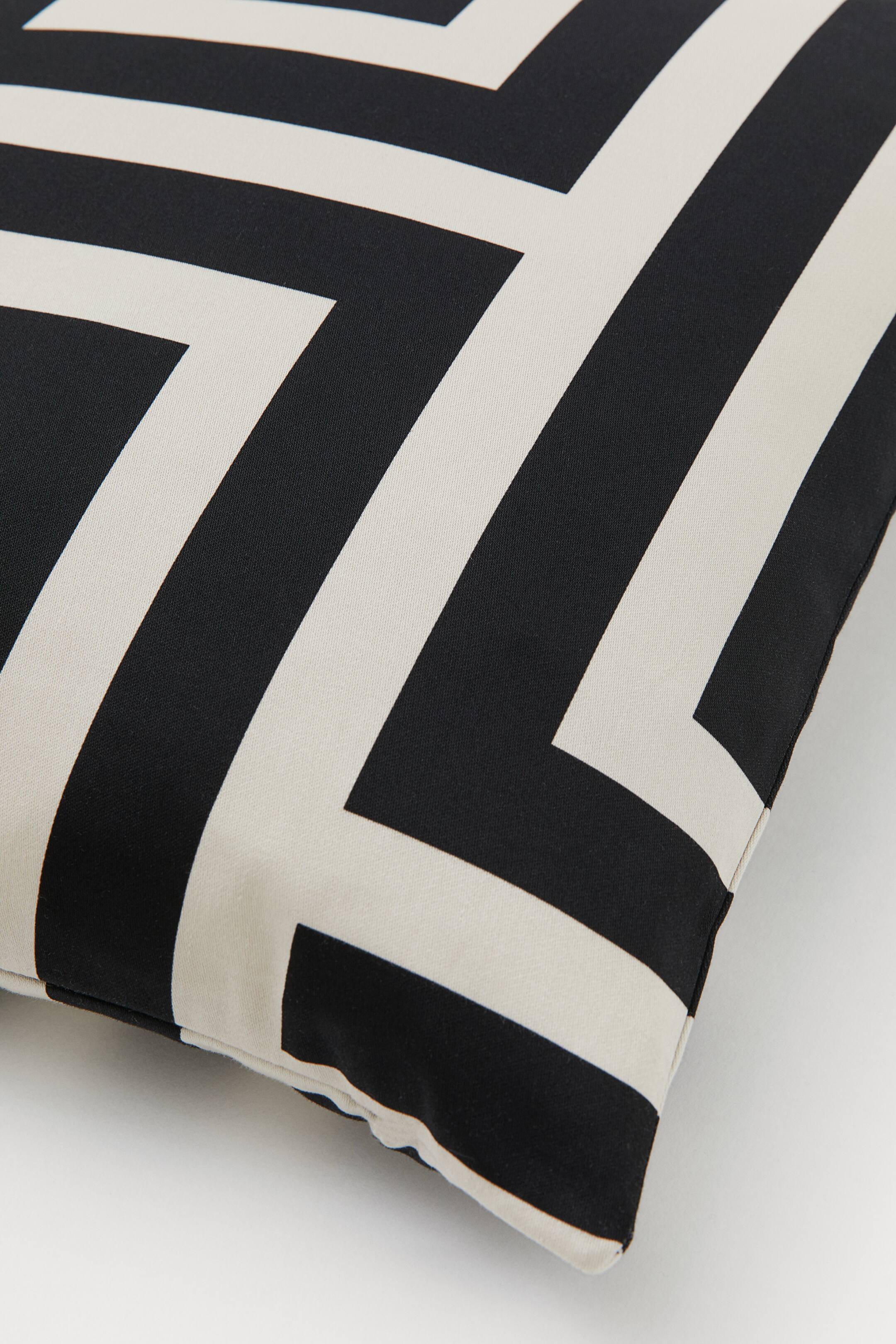 Cotton satin cushion cover Black/Beige Home All H&M GB
