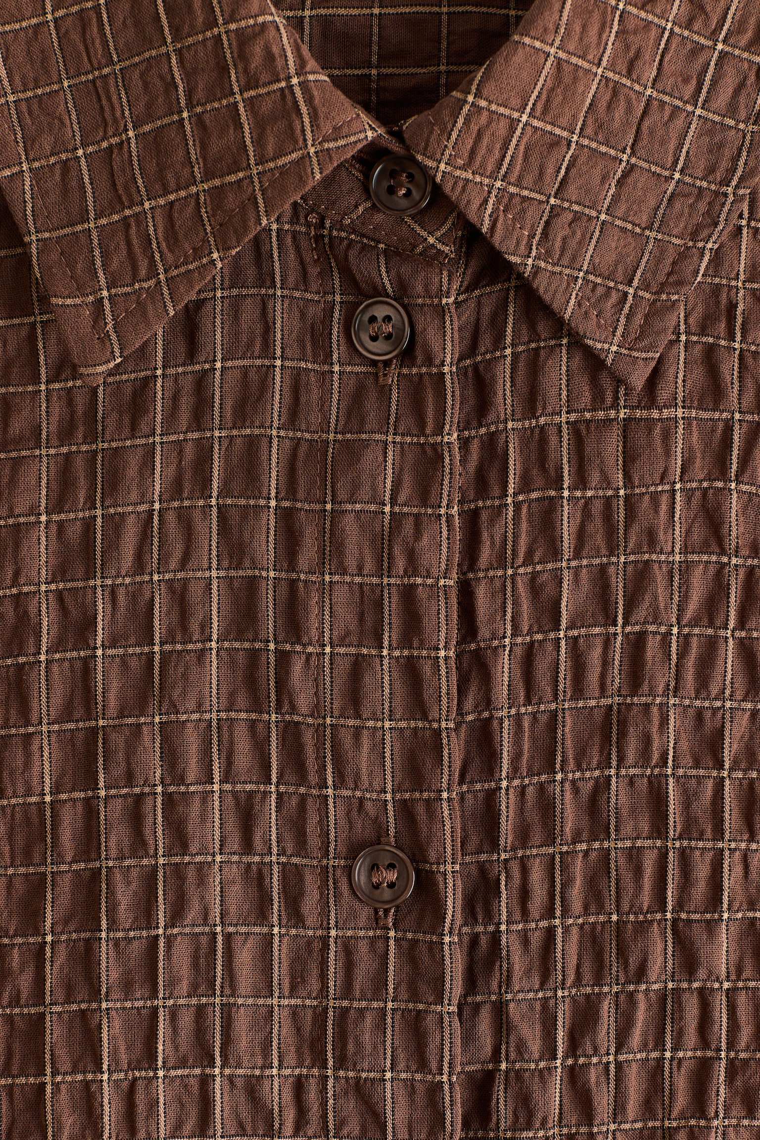 Seersucker shirt with scarf - Brown - 7