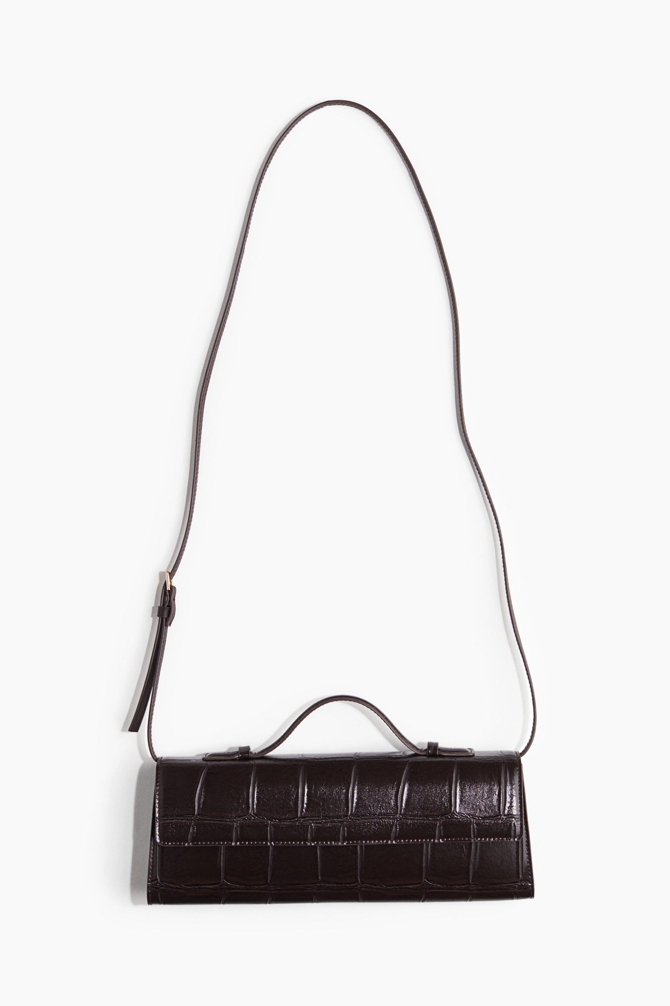 Rectangular crossbody bag - Dark brown/Crocodile pattern