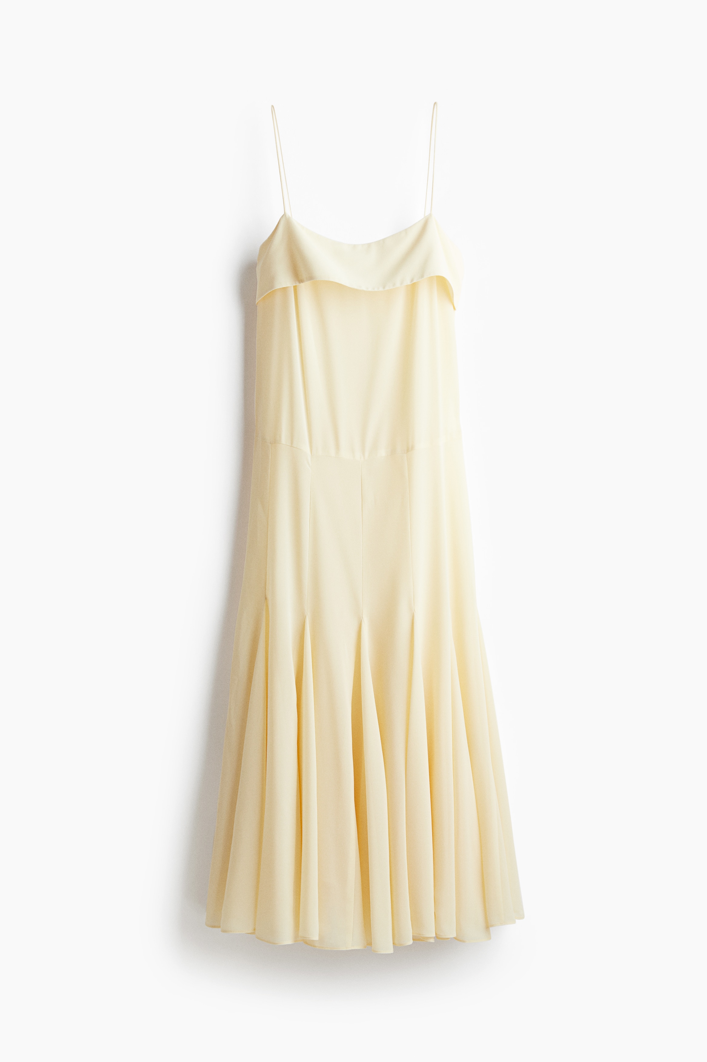 Chiffon strappy dress - Light yellow/Brown