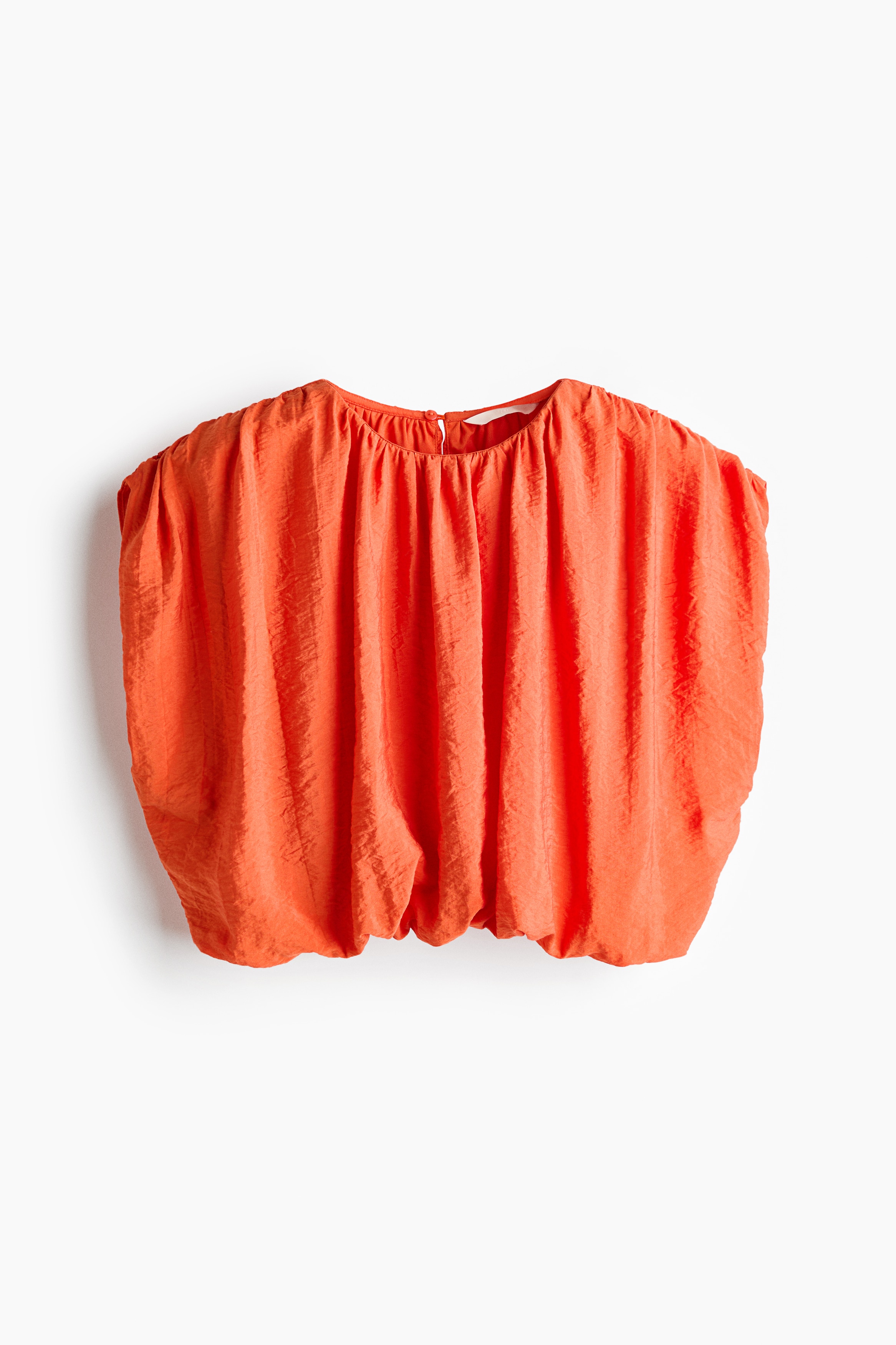 Cropped bubble-hem top - Bright orange