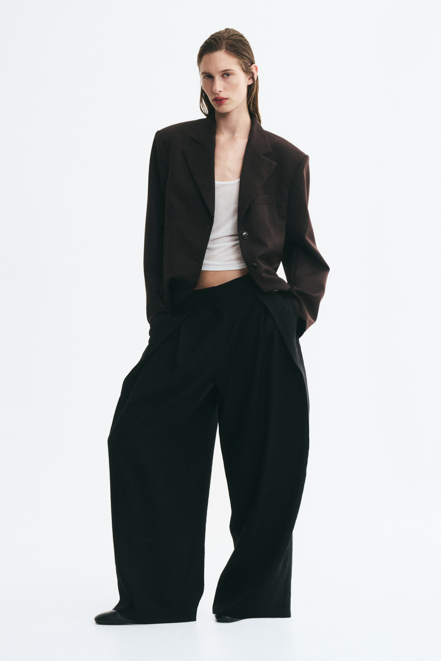 Женские брюки H&M Wrap-Detail Barrel, цвет: Чёрный — фото 3