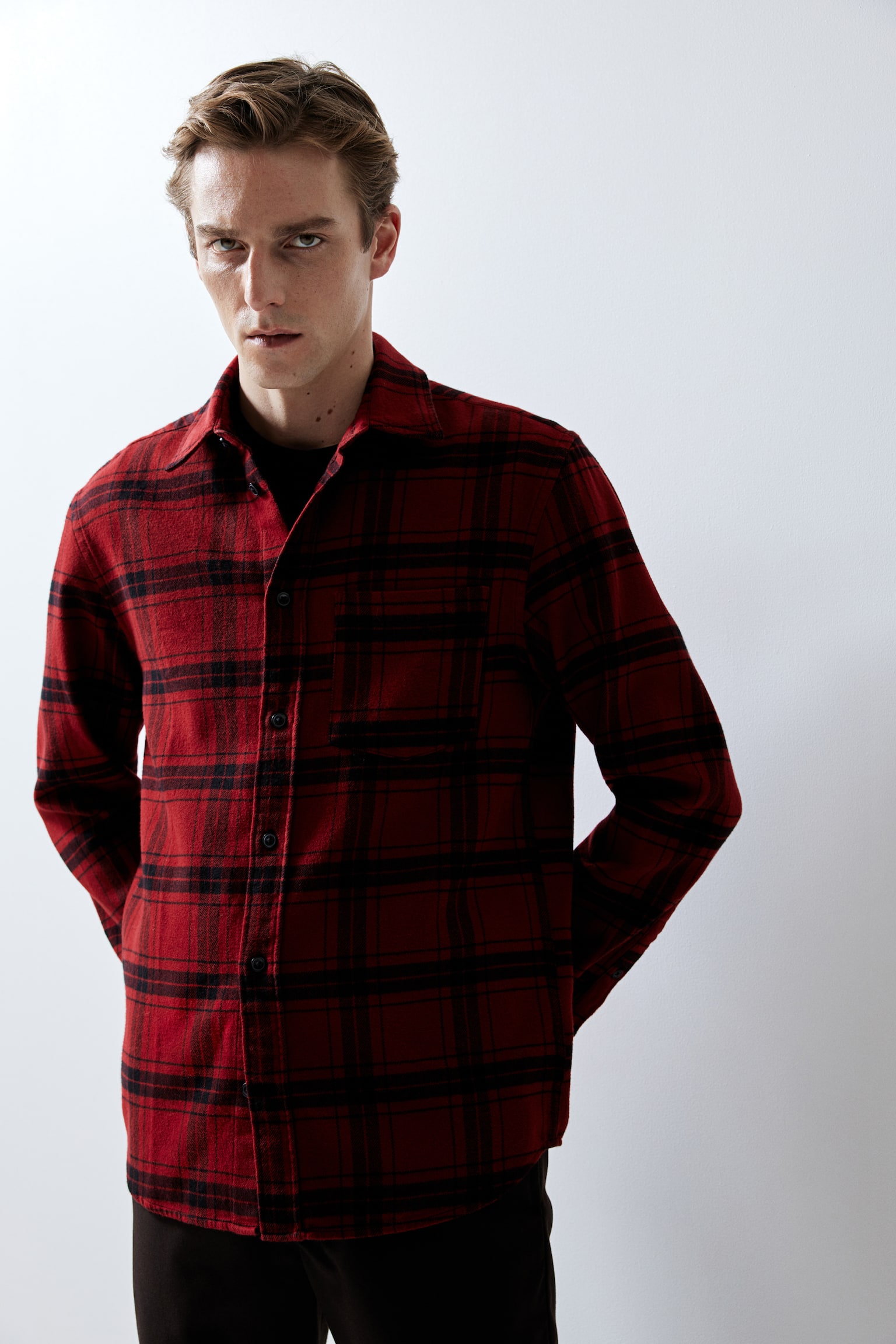 Regular Fit Flannel shirt - Red/Black checked/Beige/Checked/Dark blue/Checked - 7