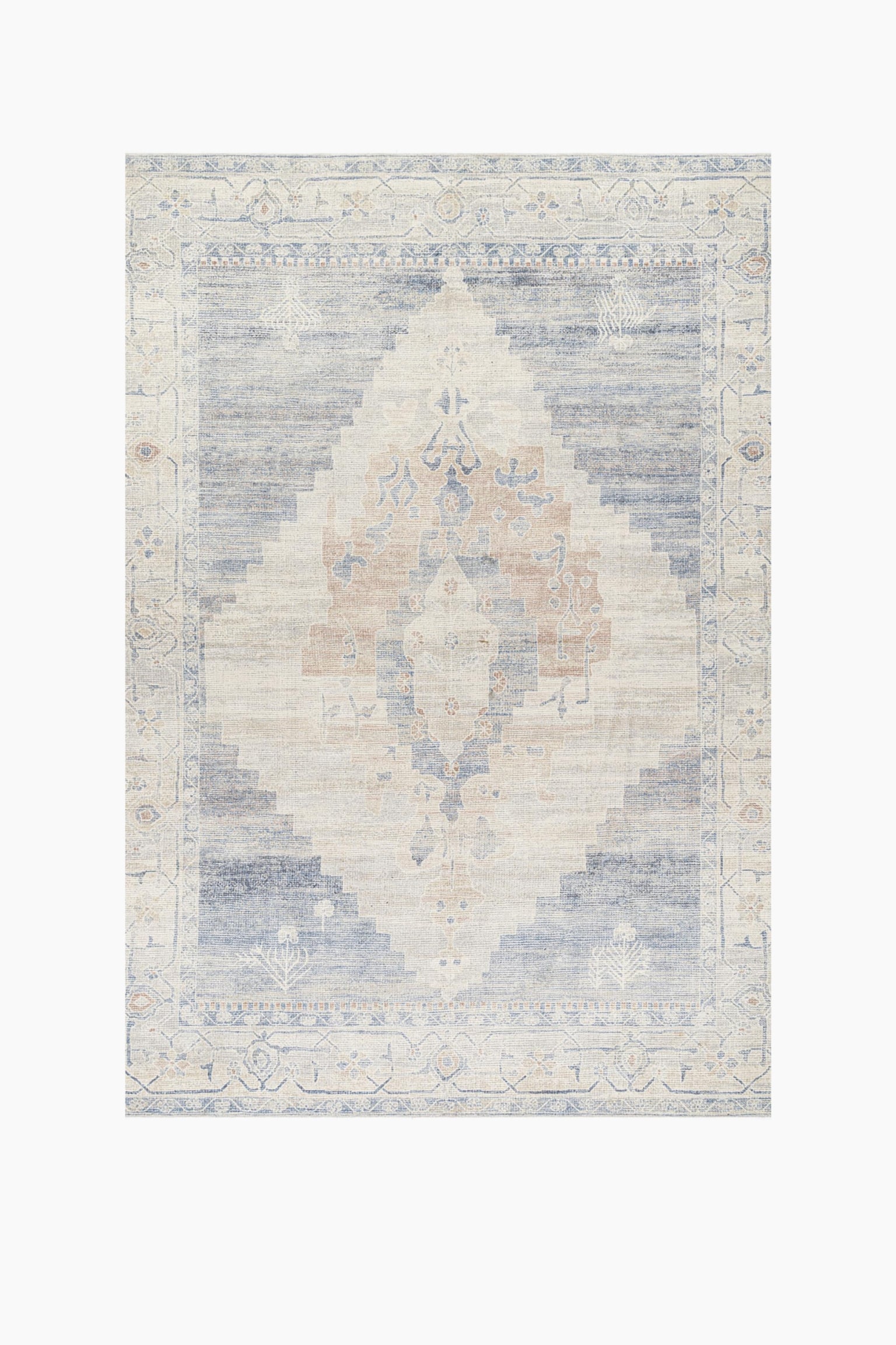 Anika Oriental Vintage Area Rug - Blue, Ivory - 2