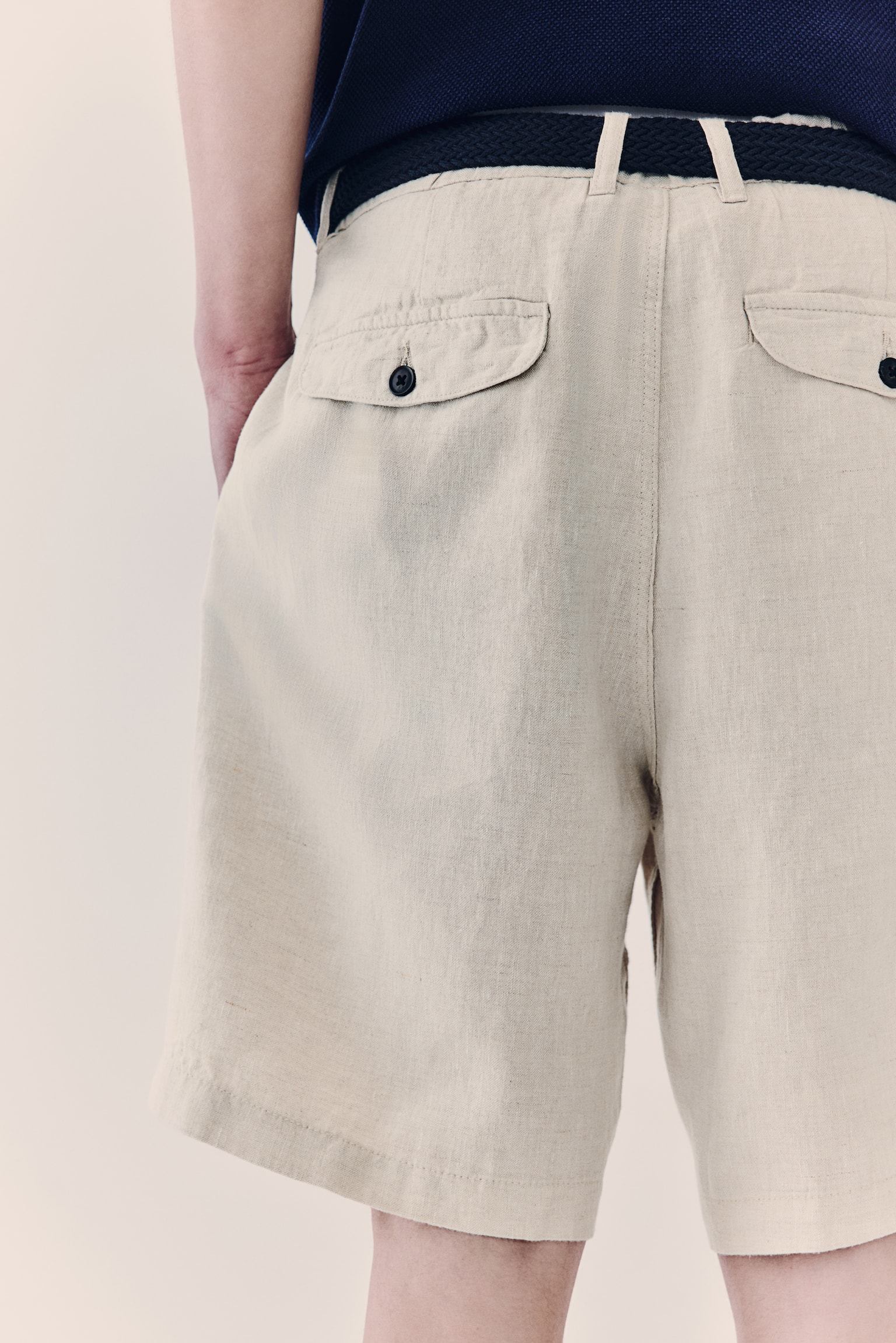 Regular Fit Linen shorts - White/Black/Navy blue - 5