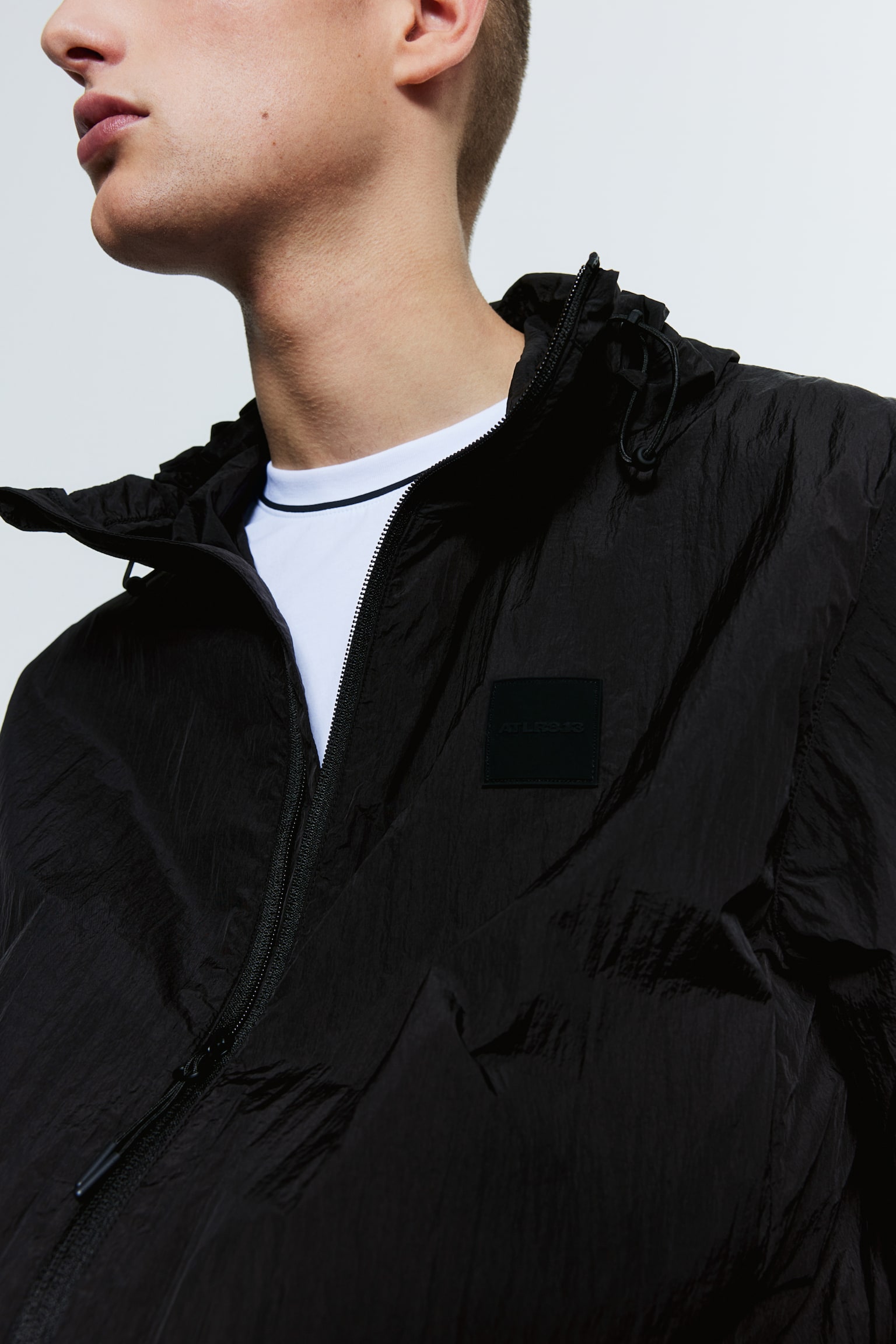 Regular Fit Nylon windbreaker - Black - 3