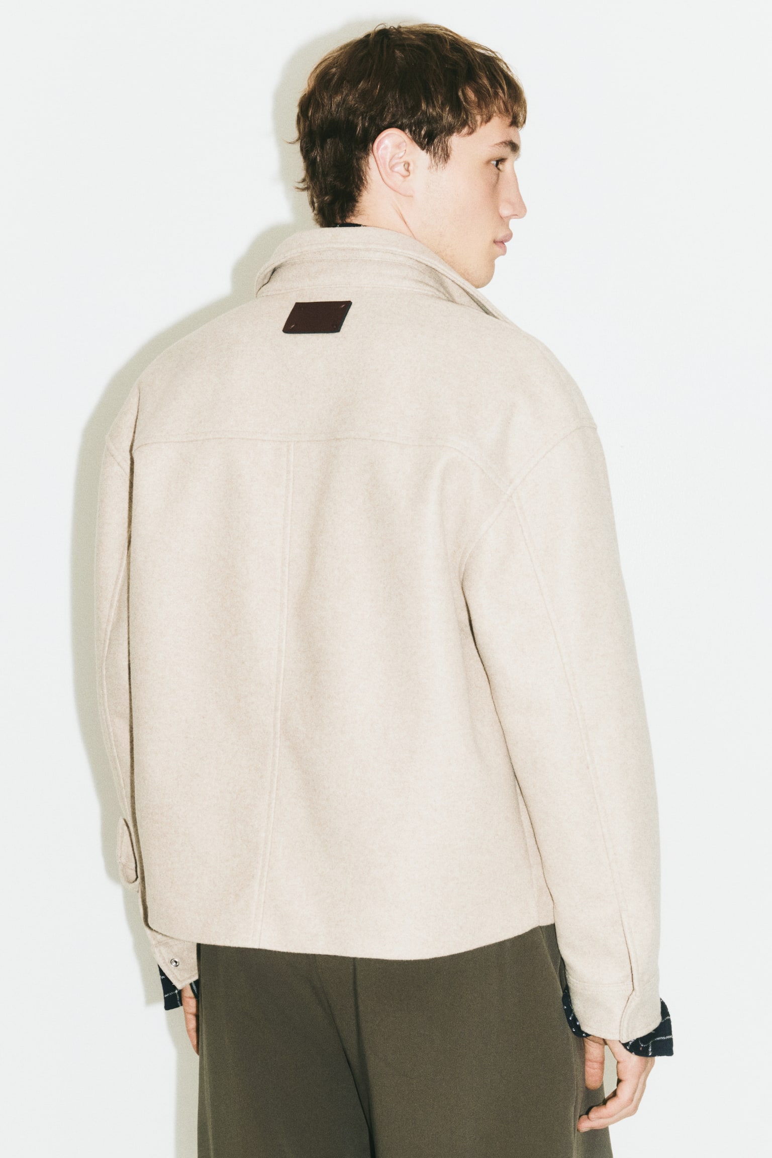 Мужская рубашка H&M Felted Overshirt, цвет: Светлый бежевый — фото 5