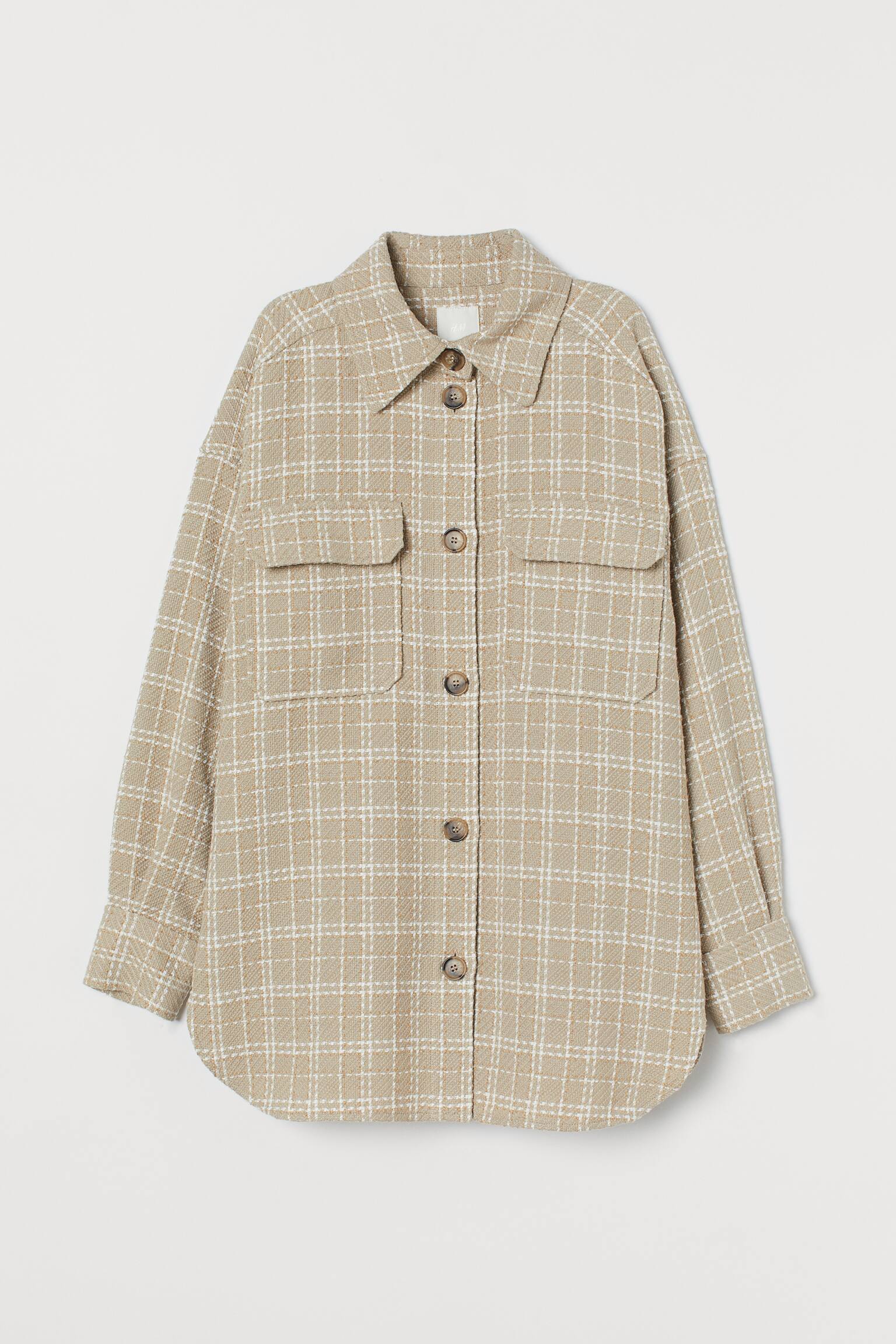 Blusenjacke - Beige/Kariert