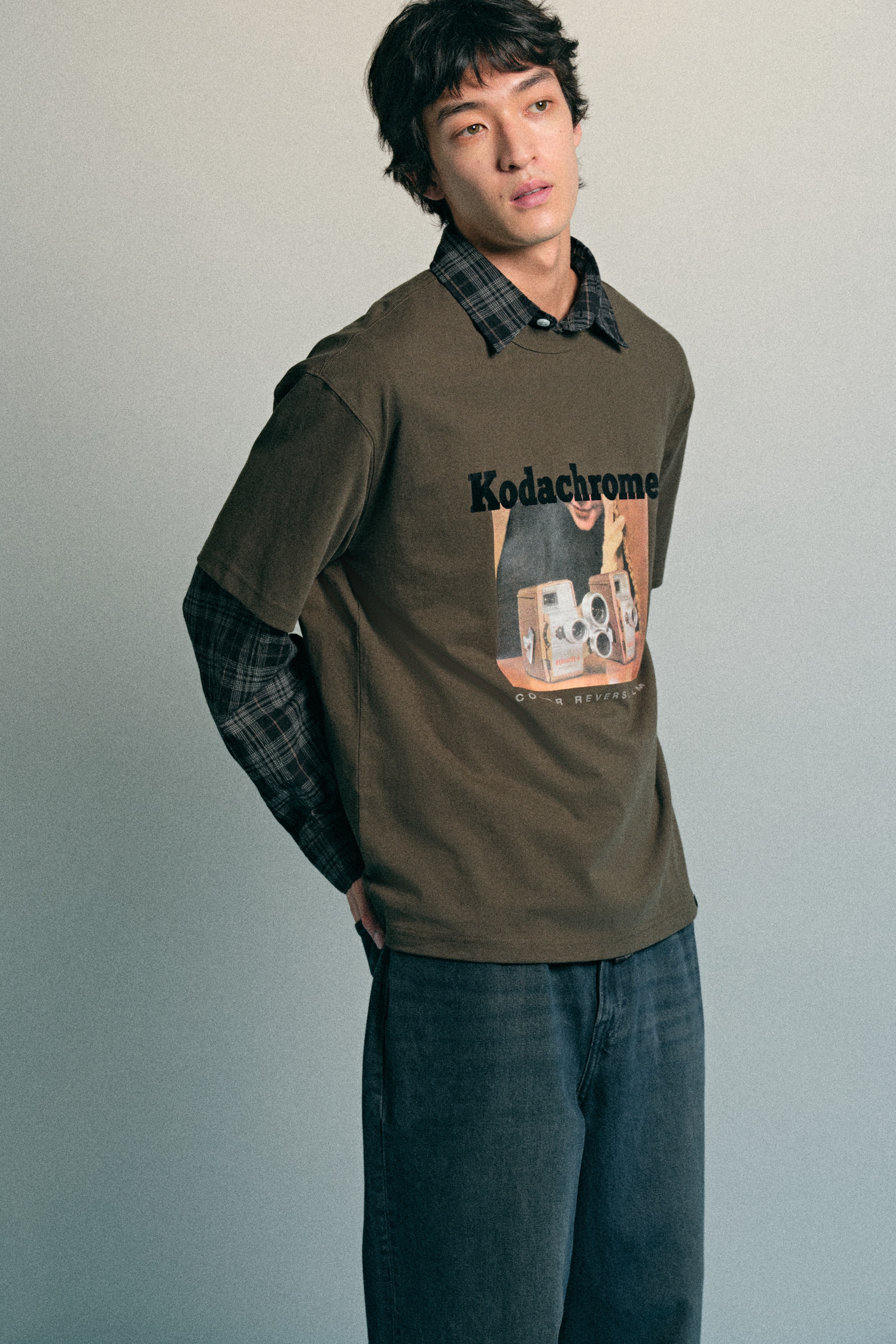 H & M - ルーズフィット プリントコットンTシャツ - グリーン