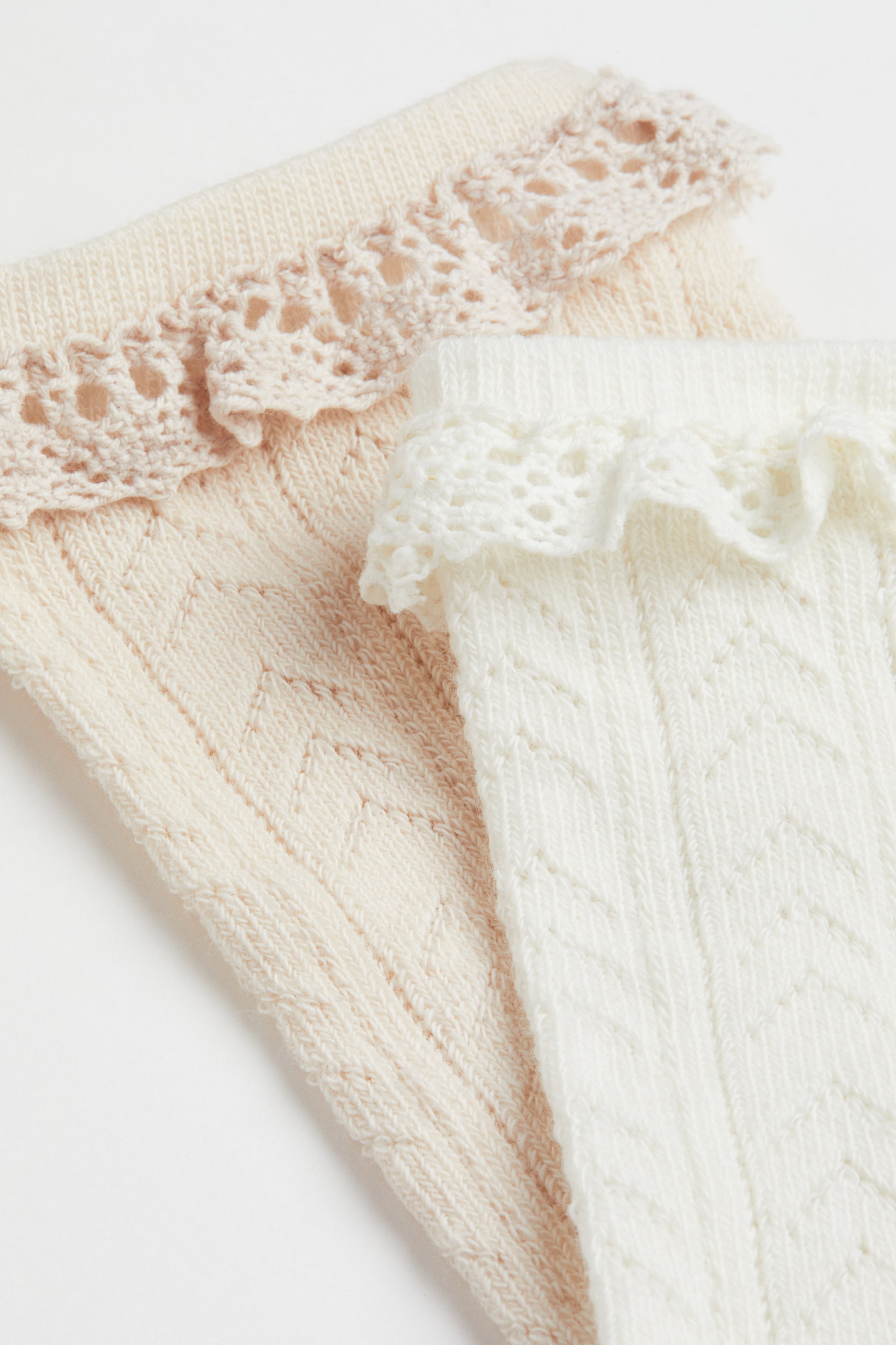 View larger image: 2-pack Pointelle Knee Socks - Natural white/Light beige - Kids | H&M AU 2