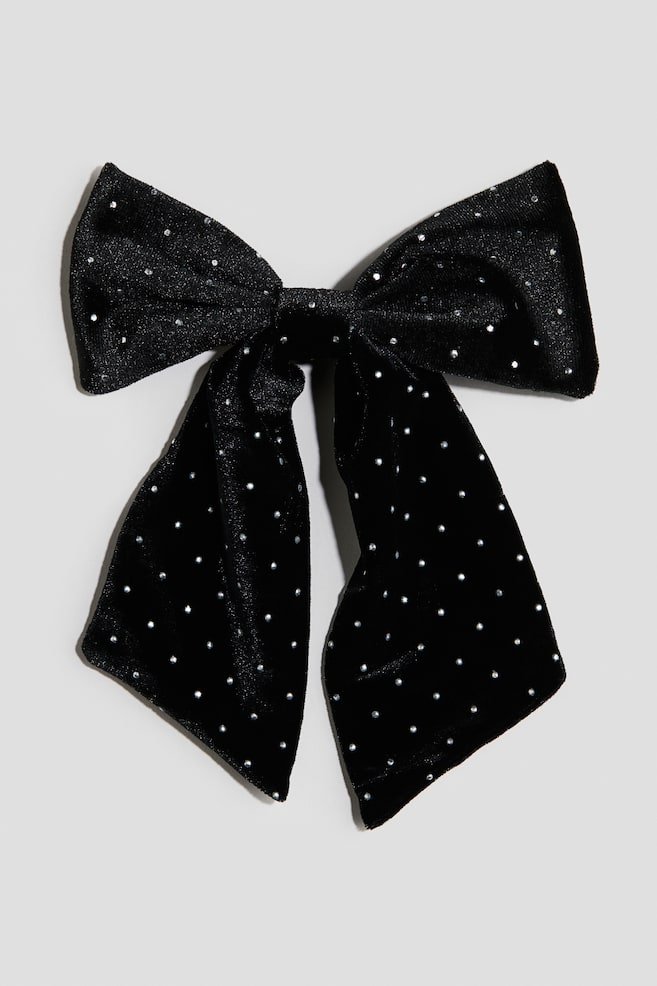 Velvet Bow Hair Clip - Black - 1