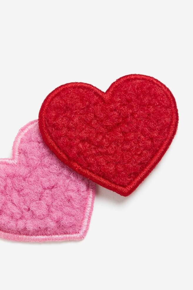 2-pack teddy repair patches - Red/Hearts - 2