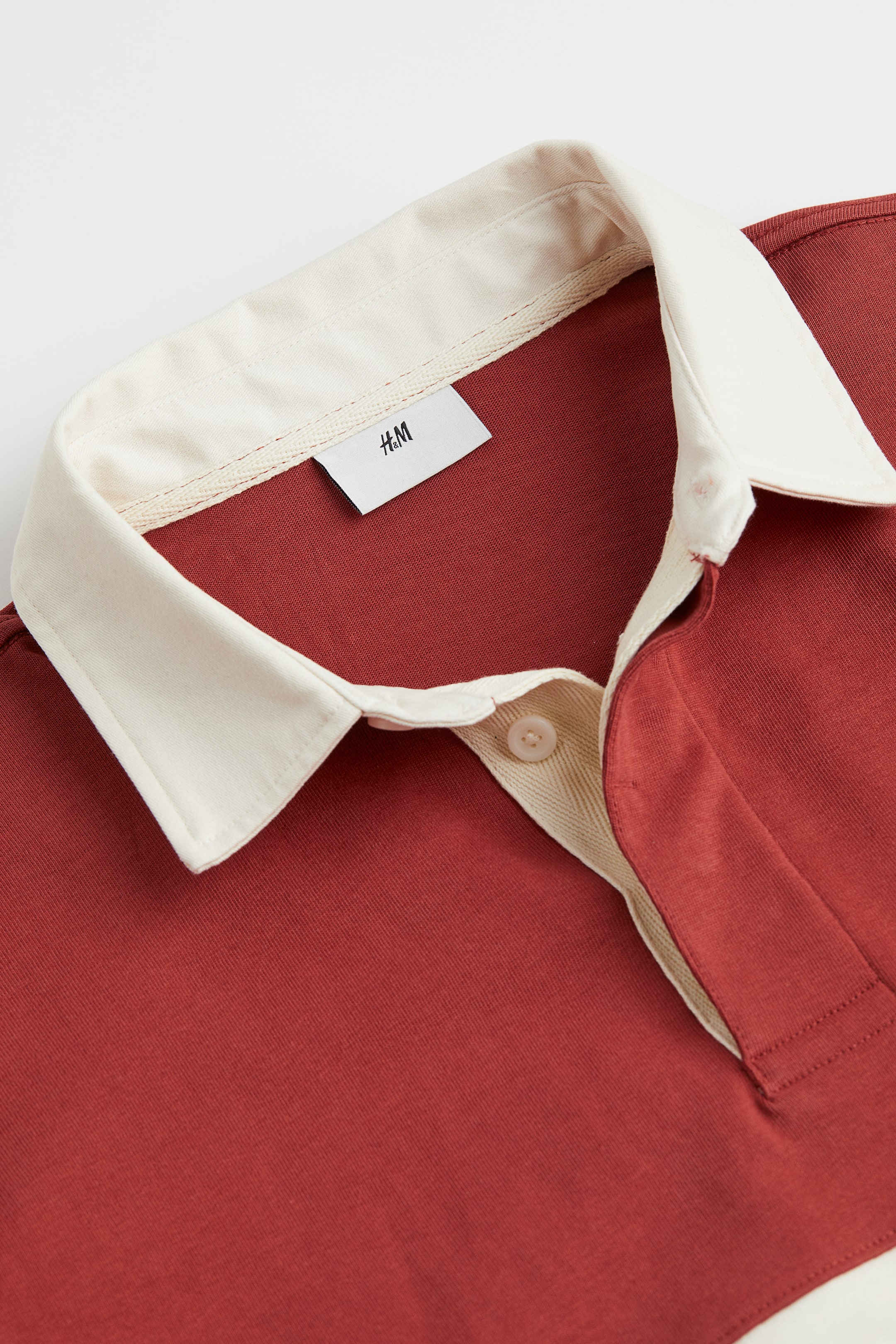 Relaxed Fit Rugby Shirt Long sleeve Regular length Rust brown