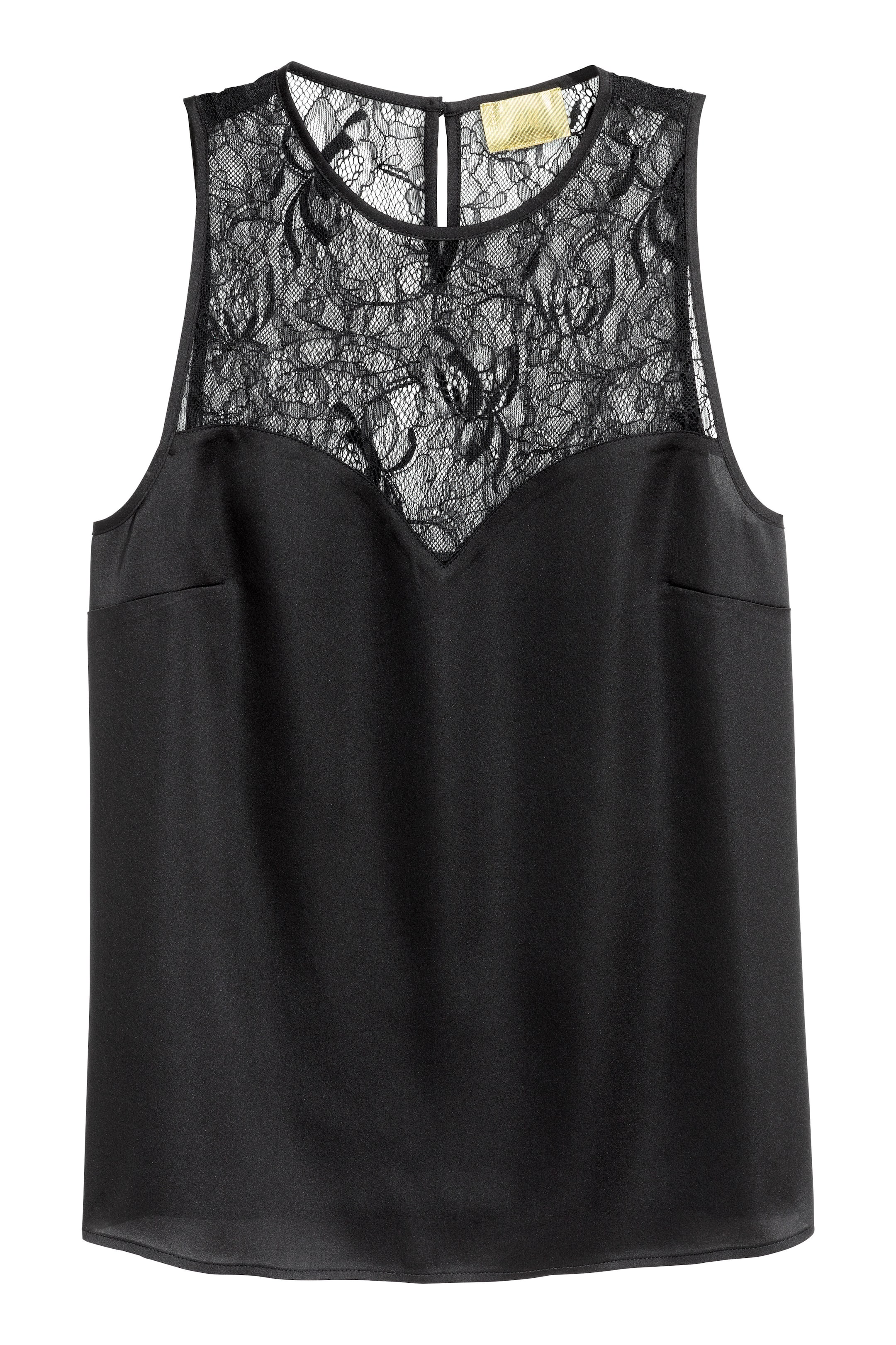 View larger image: Sleeveless top with lace - Black - Ladies | H&M GB 1
