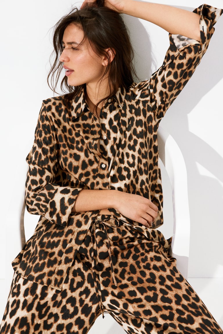 Animal Print Pantalon Corto Leopardo Animal Print Camisa Leopardo