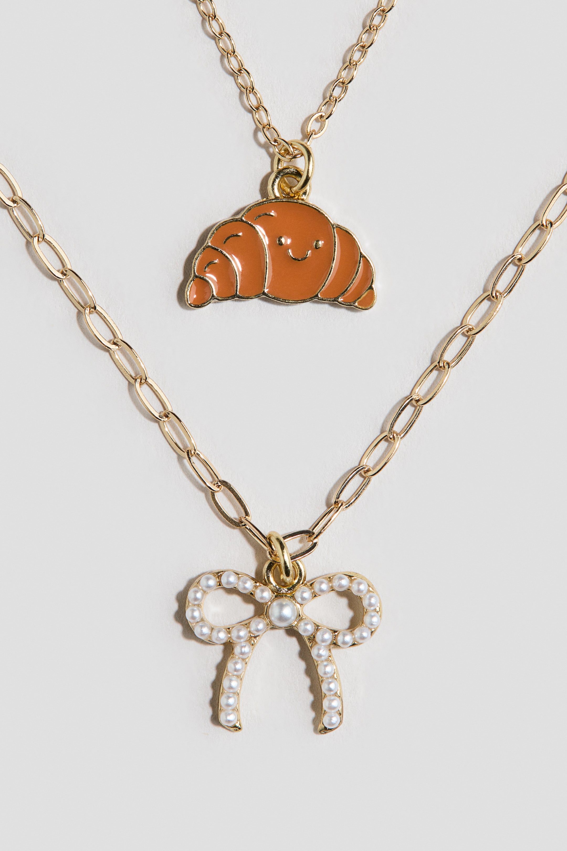 이미지 확대 보기: 더블 스트랜드 펜던트 네크리스 - 골드 컬러/크루아상 - Kids | H&M KR 2