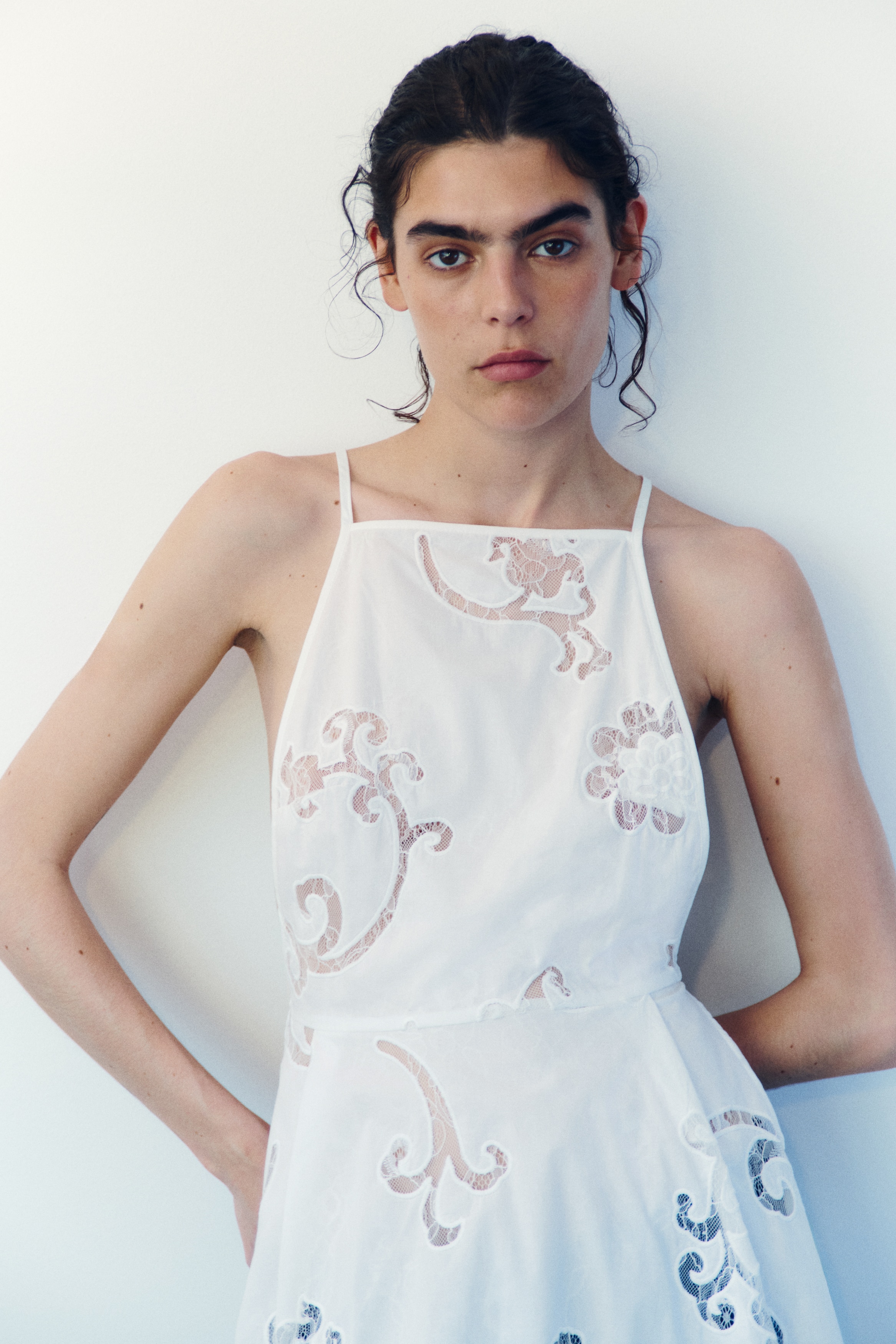 white embroidered dress h&m Lemon and White Umbrella Mini Dress S / Yellow/White