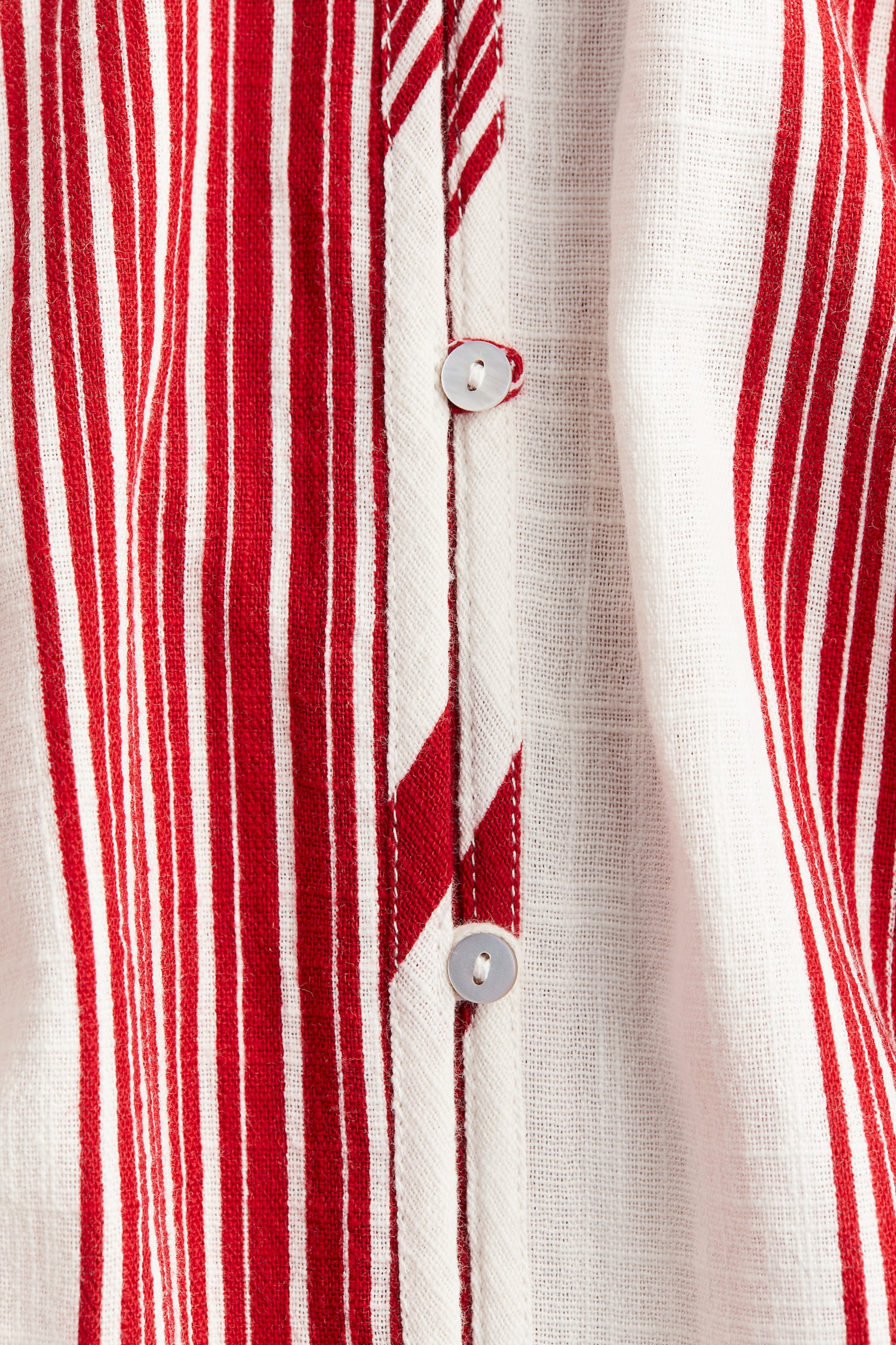 Button Front Crêpe Dress - White/Red stripe/White/Blue stripe - 5