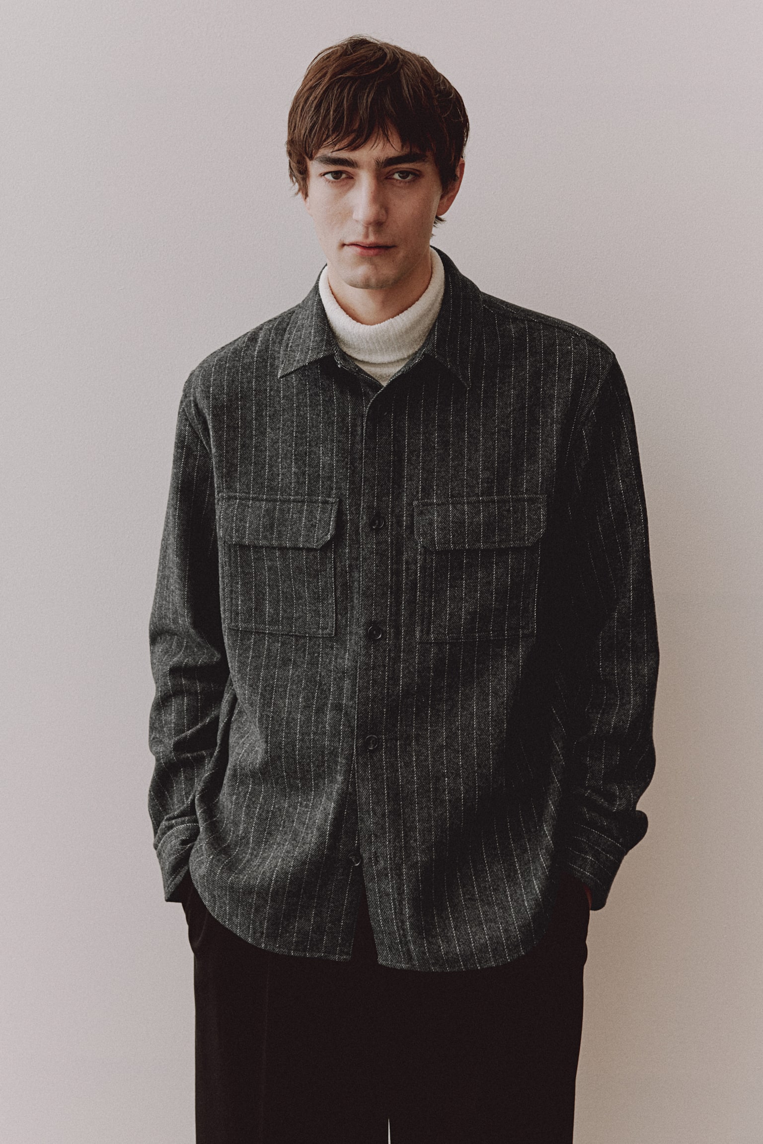 Regular Fit Felted overshirt - Grey/Pinstriped/Beige/Checked/Navy blue/Light greige/Black/Grey - 4