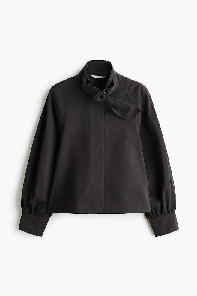Oversized Twill Jacket - Dark brown/Light beige - 1