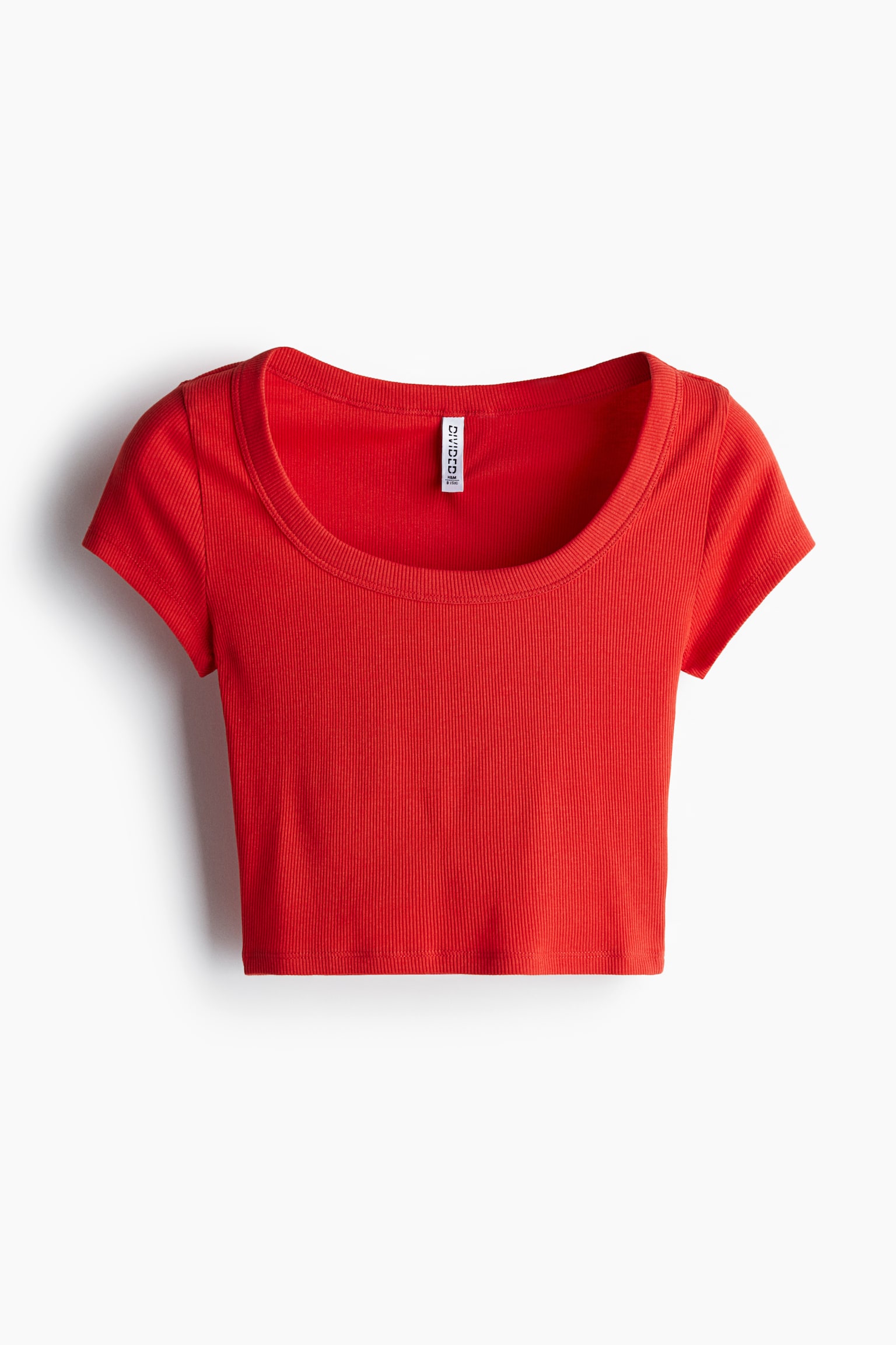 Cropped ribbed T-shirt - Red/Black/White/Light grey marl/Navy blue/Light grey - 2