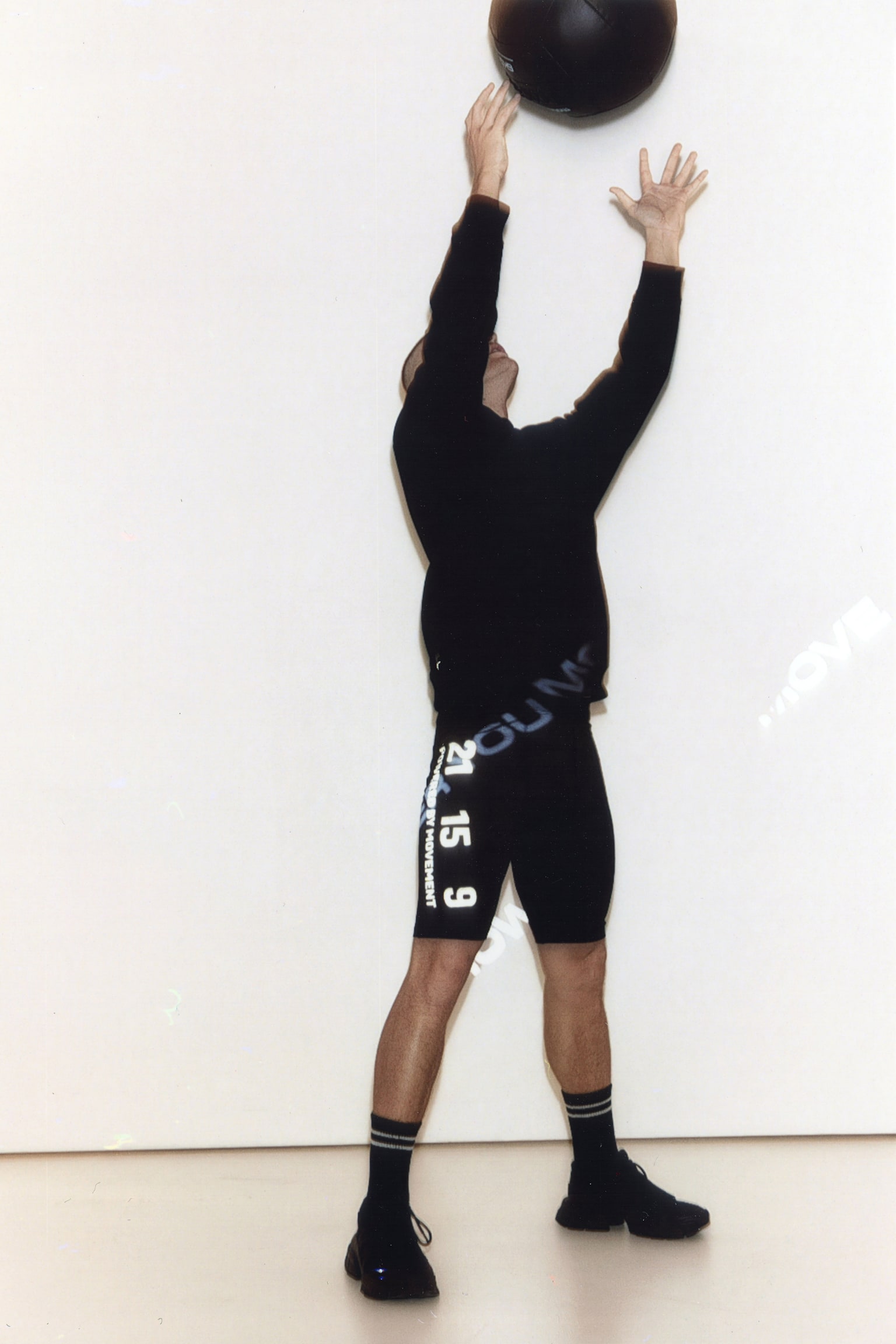 Long cycling shorts in DryMove™ - Black/Powered By Movement - 5