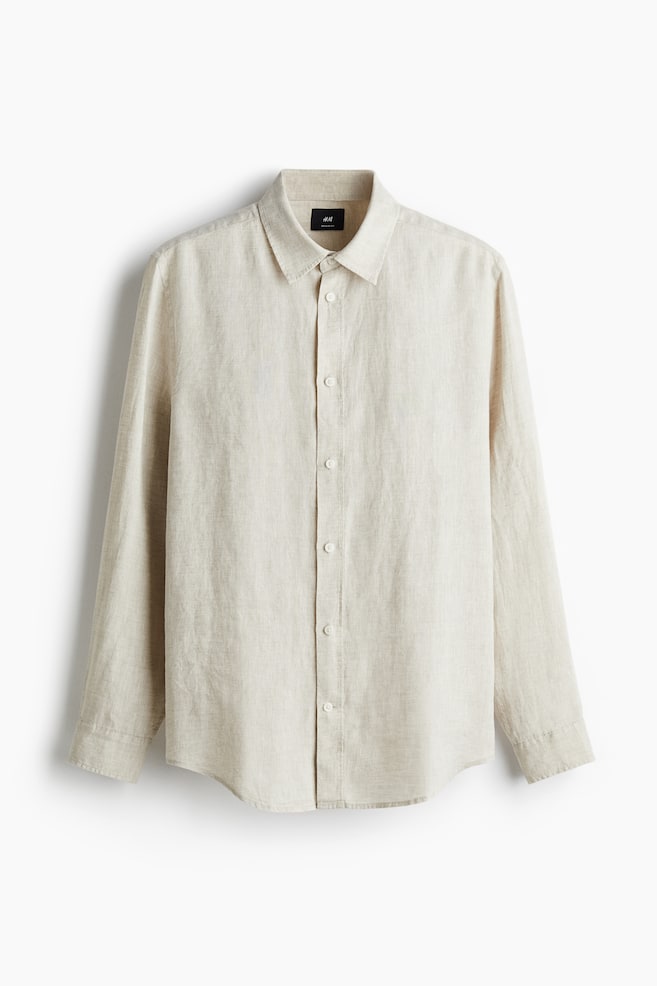 Regular Fit Linen shirt - Light beige - 1