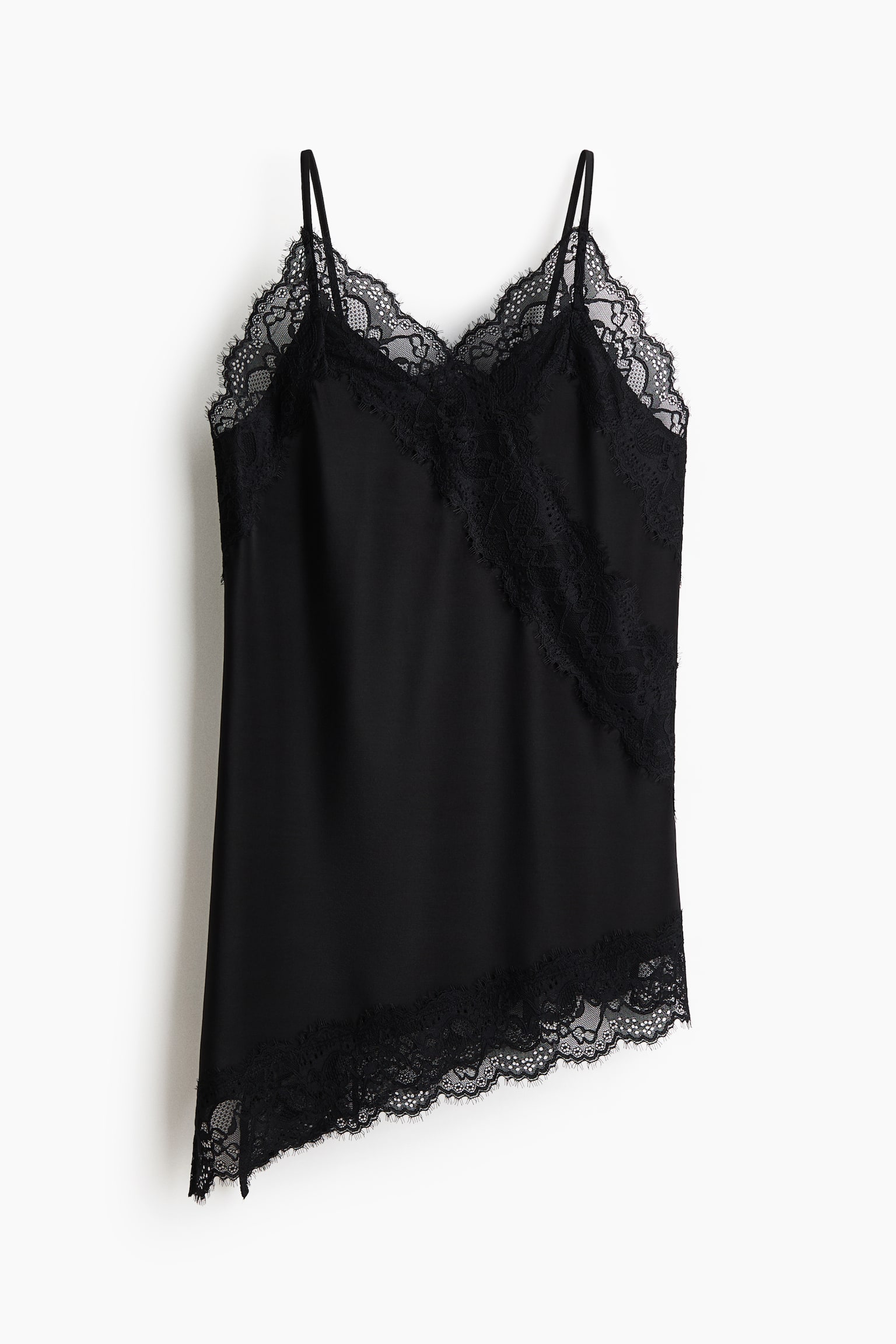 Lace-detail jersey strappy top - Noir