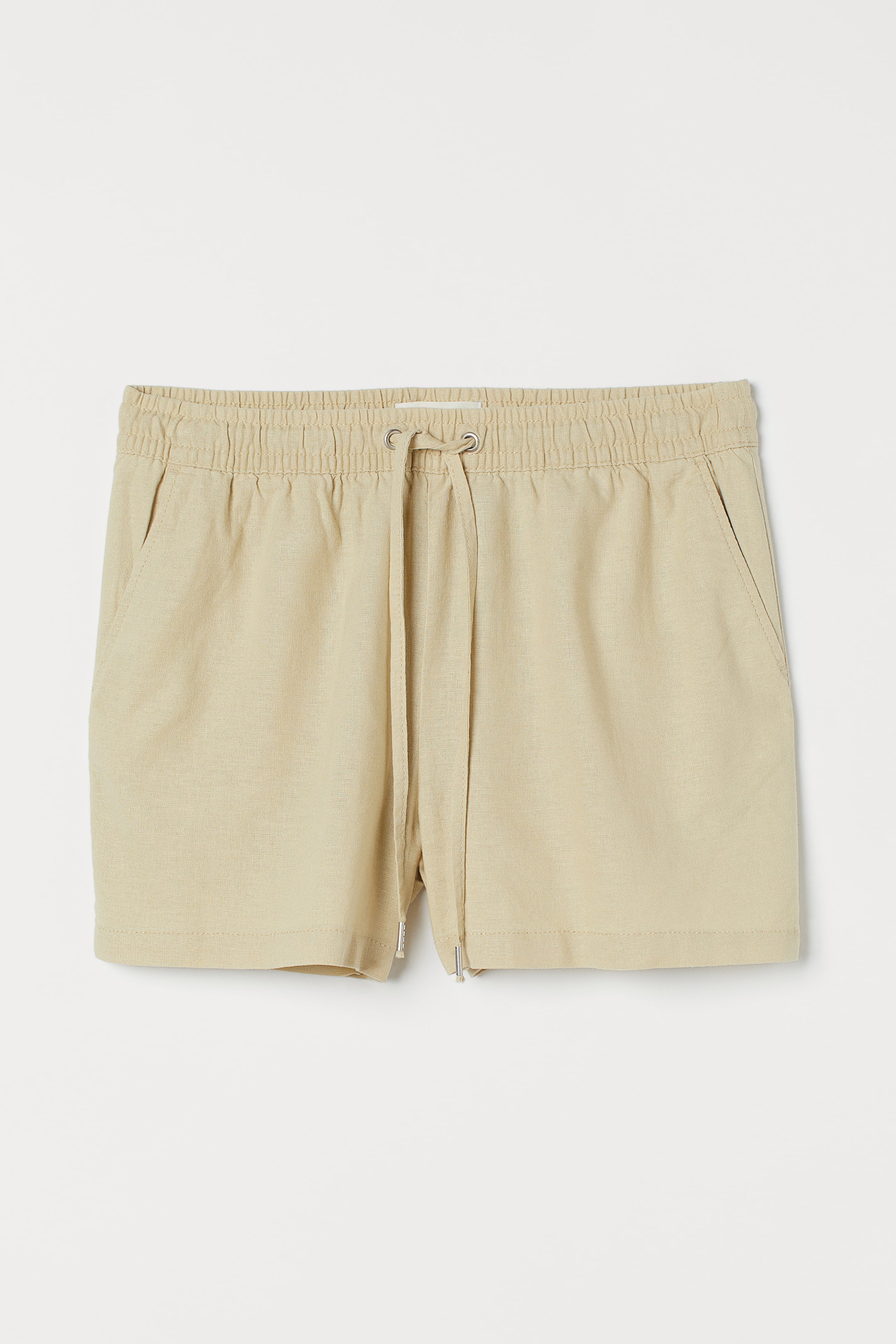 Linen-blend shorts - Regular waist - Short - Light beige - Ladies | H&M IE