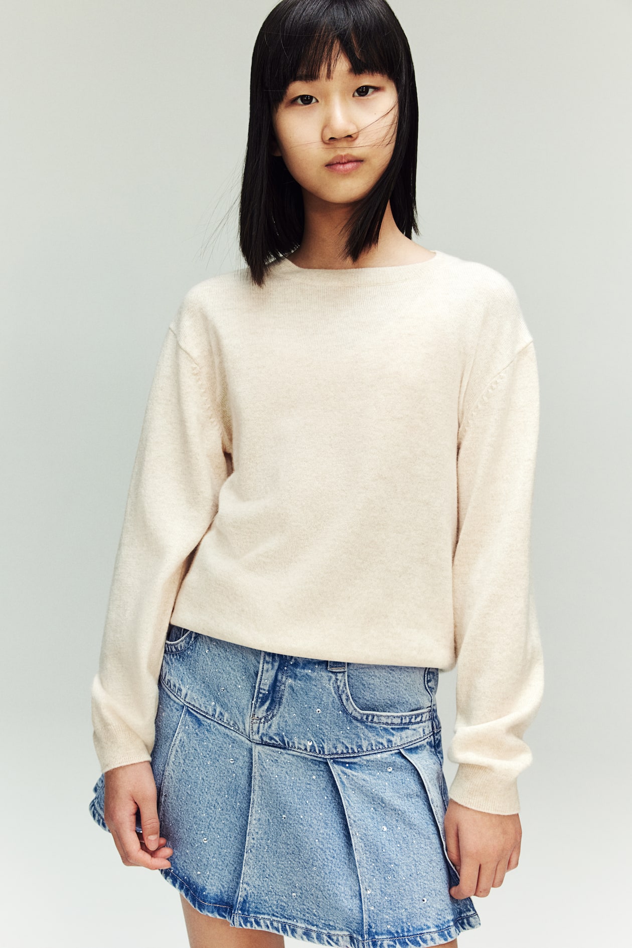 Gonna in denim a pieghe Blu denim chiaro BAMBINO H&M IT