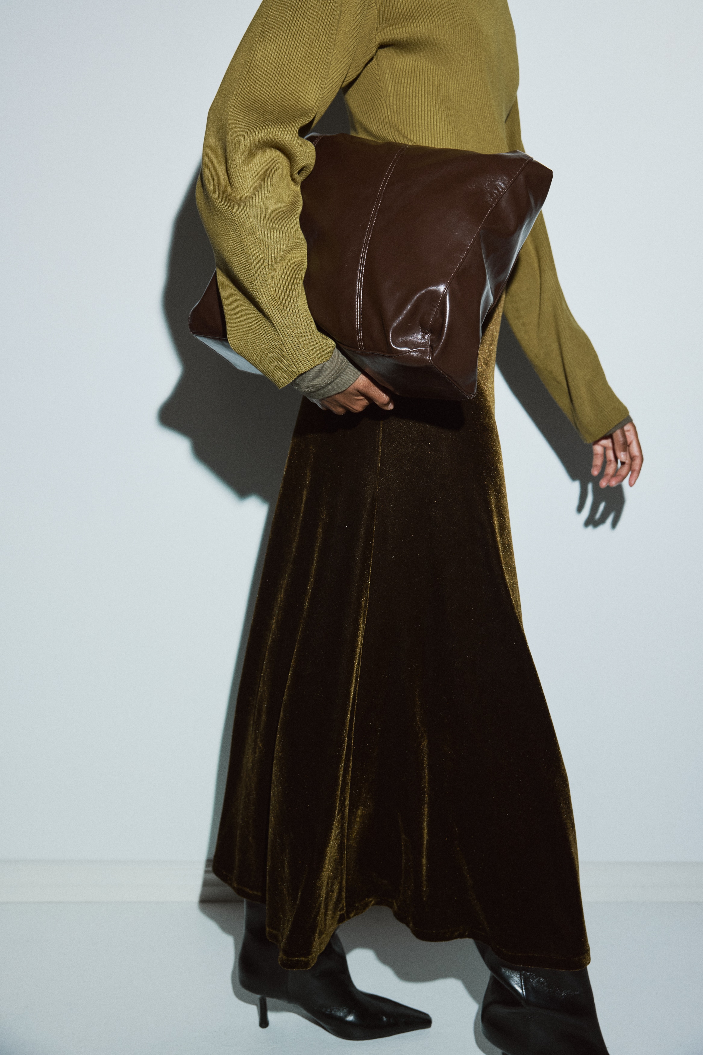 H & M - ベロアスカート - グリーン