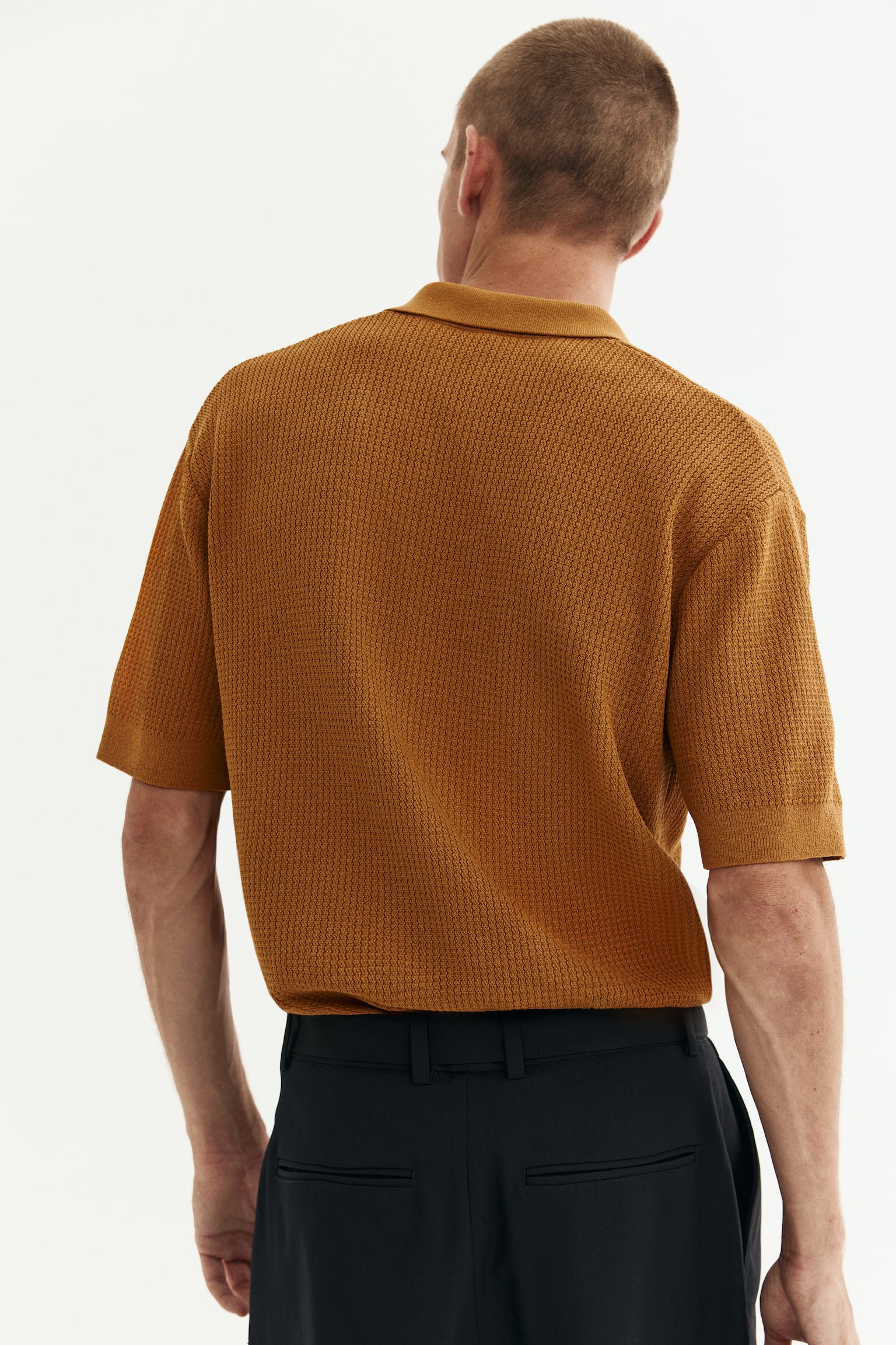 Regular Fit Knitted polo shirt - 深米色/奶油色/深咖啡色 - 7