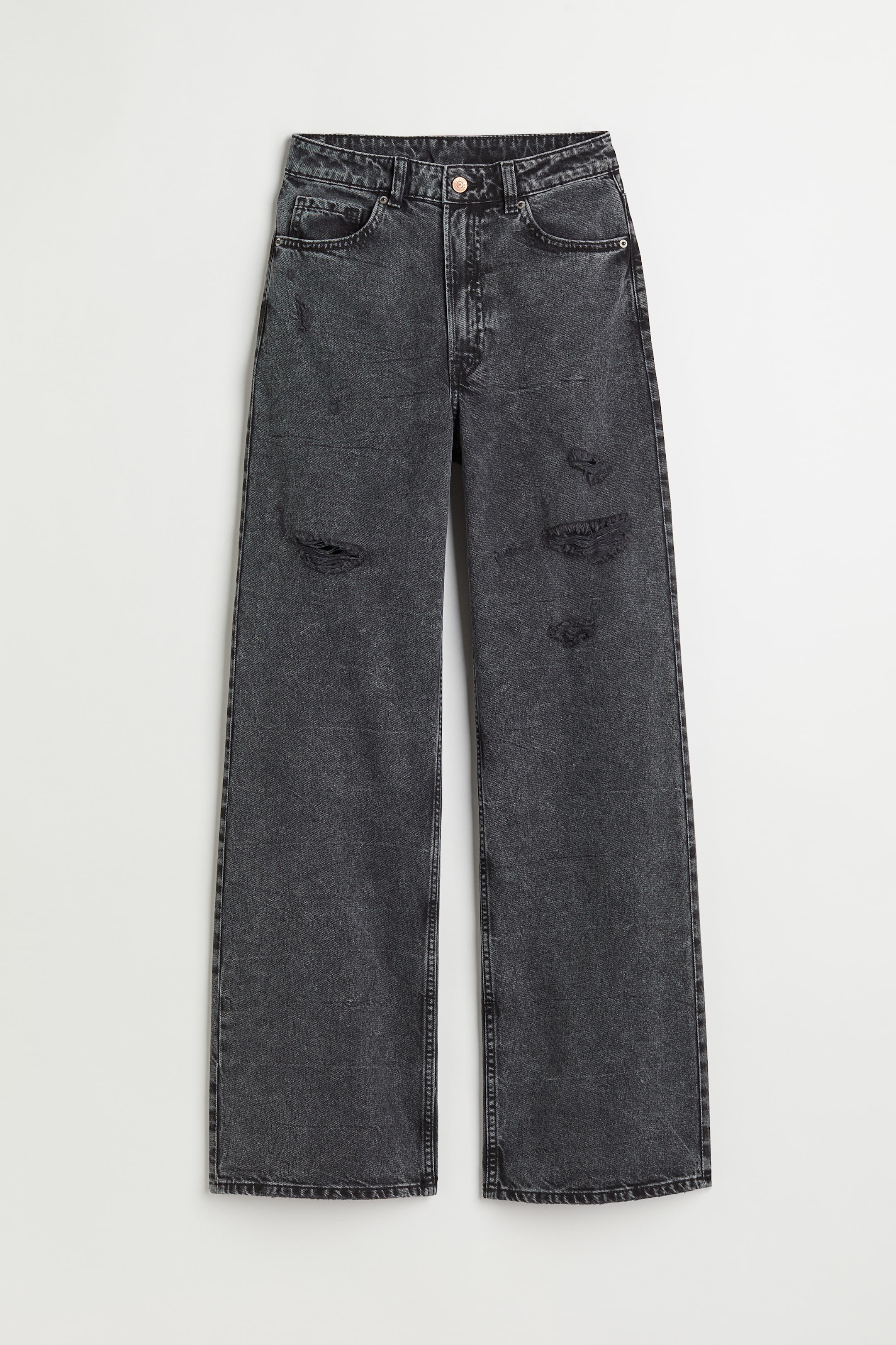 Wide High Jeans - High waist - Long - Dark gray - Ladies | H&M US