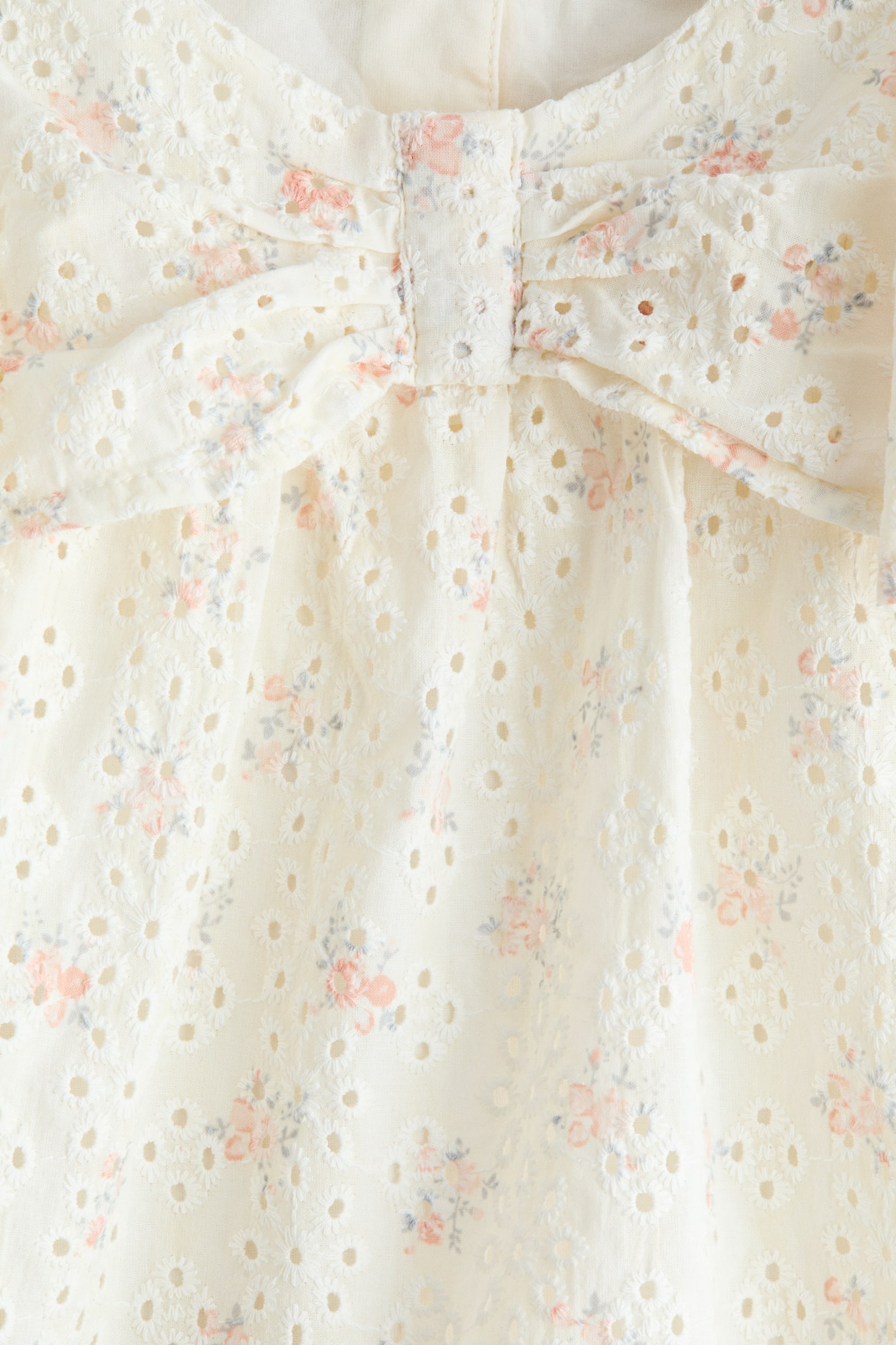 Vestido de algodón en bordado inglés - Crema/Floreado - 7