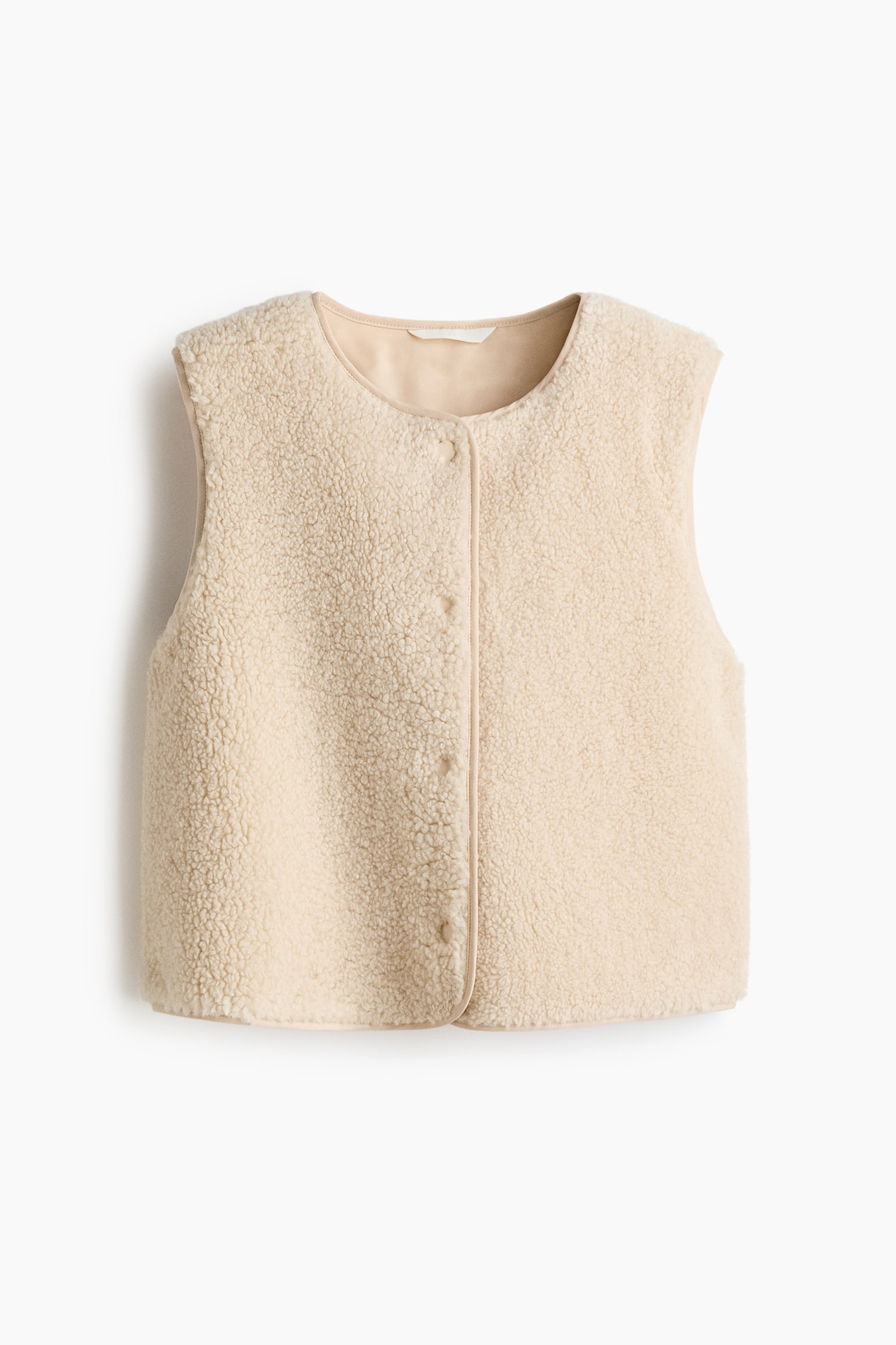 Gilet in pelliccia di pile - Beige chiaro - 1