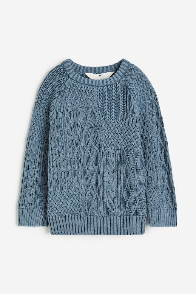 Cable-knit jumper - Blue - 1