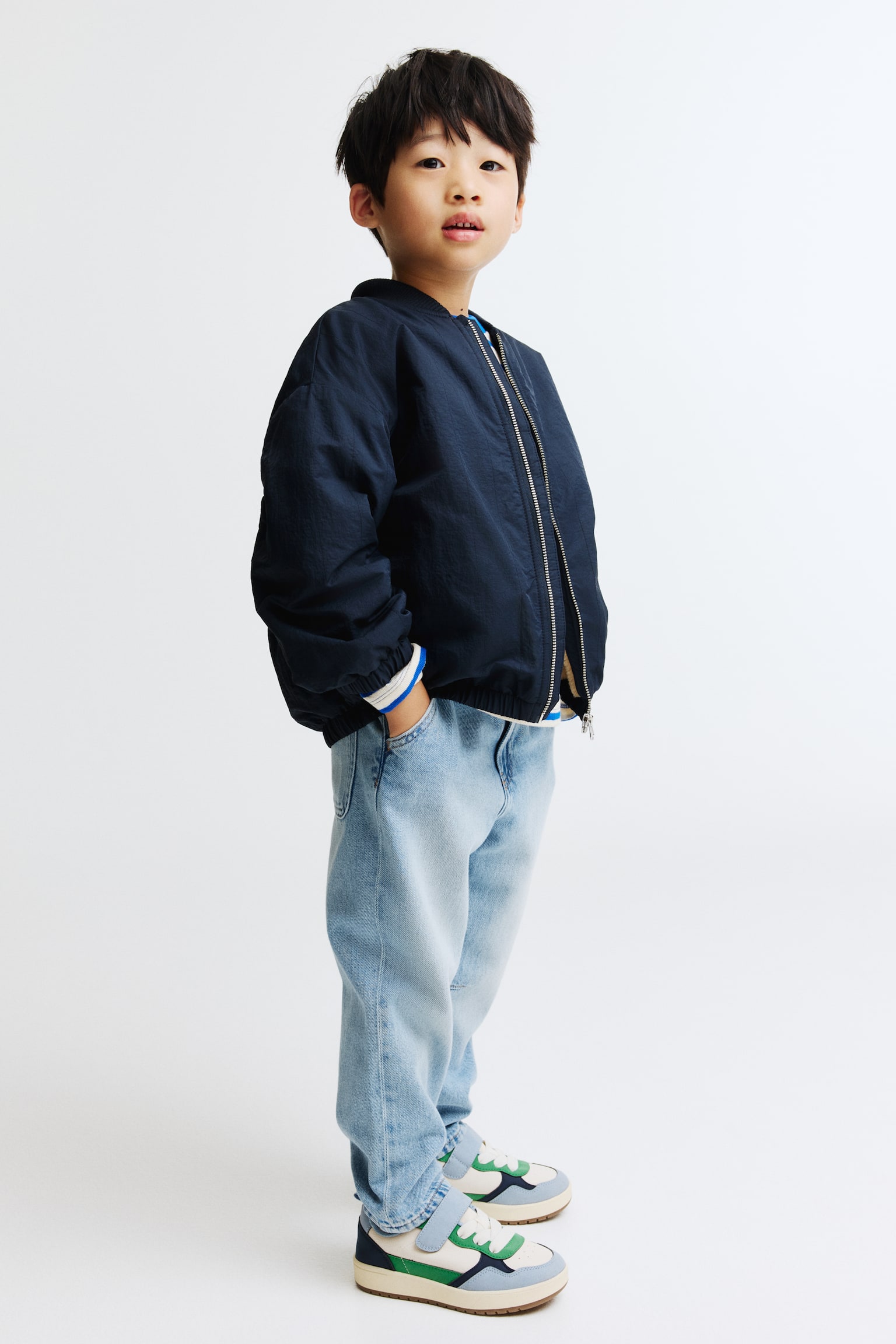 Teddy-lined bomber jacket - Navy blue - 3