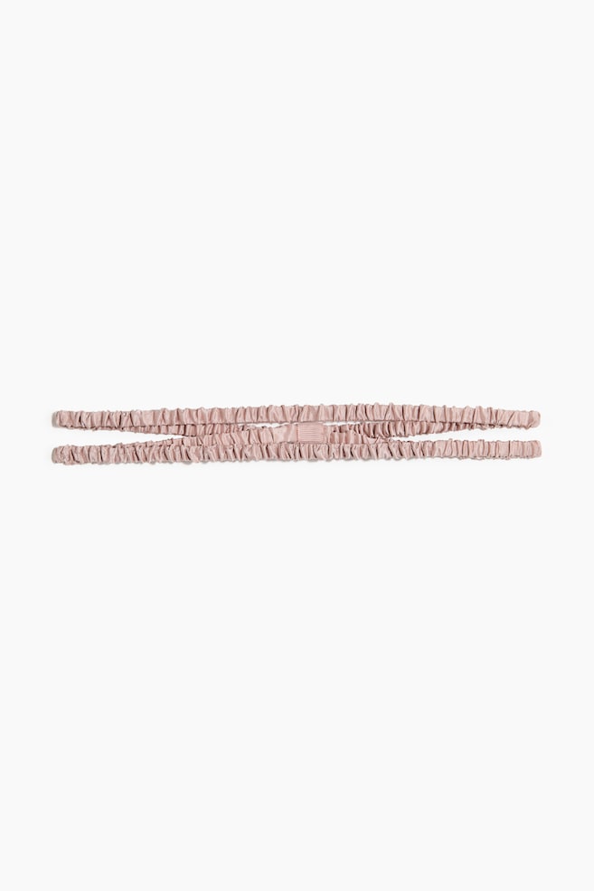 Double-Strand Silk Hairband - Light dusty pink/Dark brown - 1
