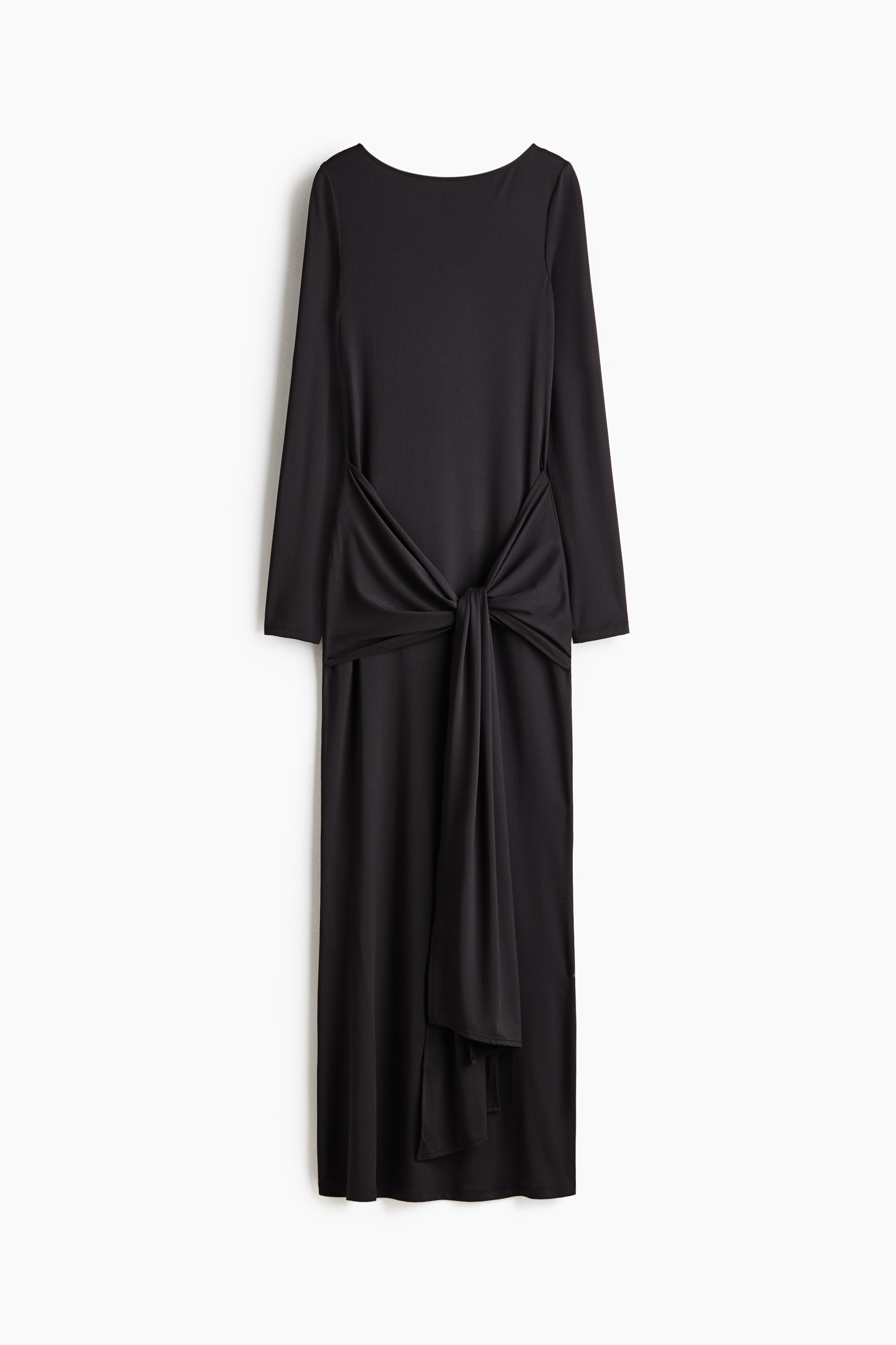 Robe en jersey avec détail à nouer - Noir/Brun rouille