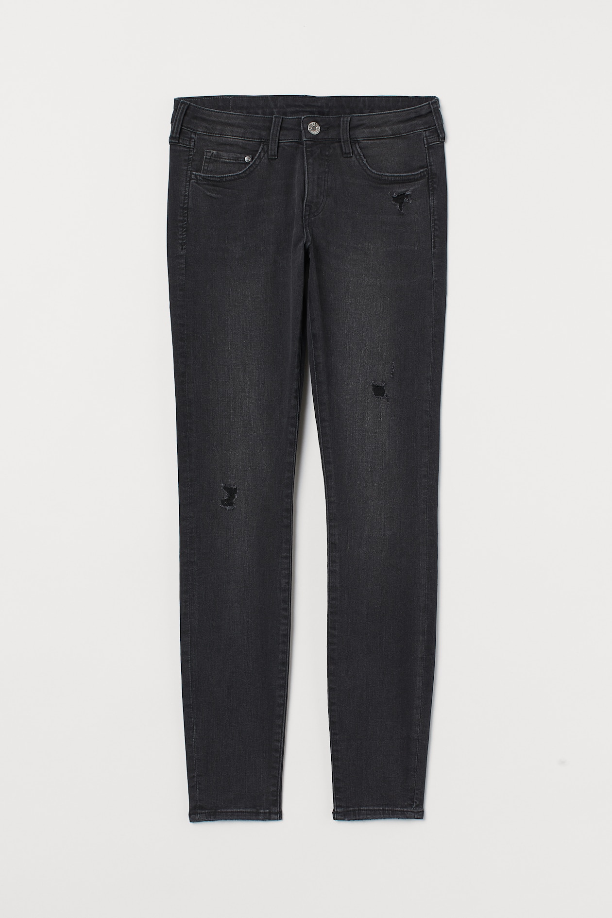 Super Skinny Low Jeans - Low waist - Long - Black denim/trashed ...