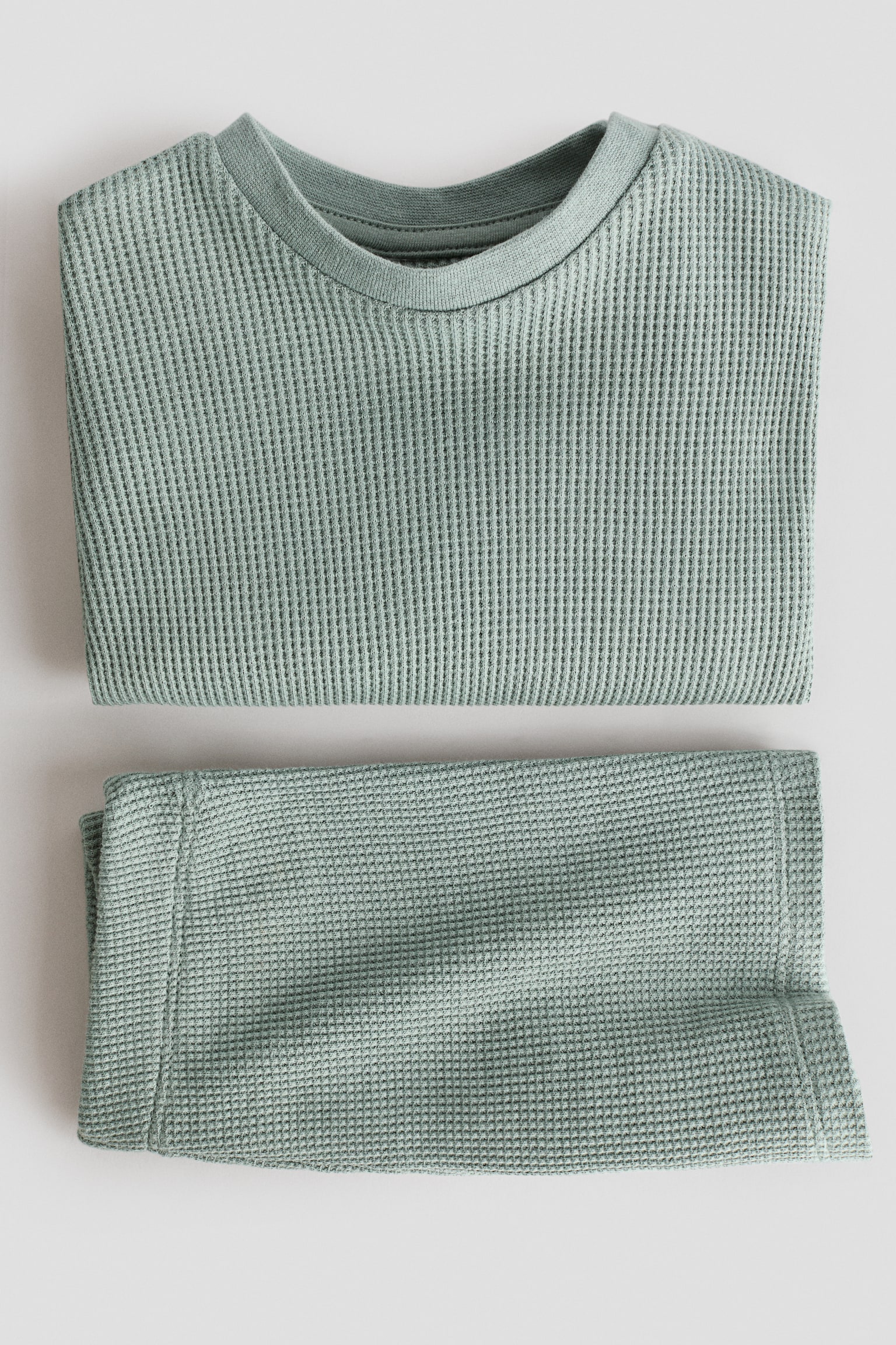 2-piece waffled cotton set - Green/Light blue/Striped/Dark grey - 2