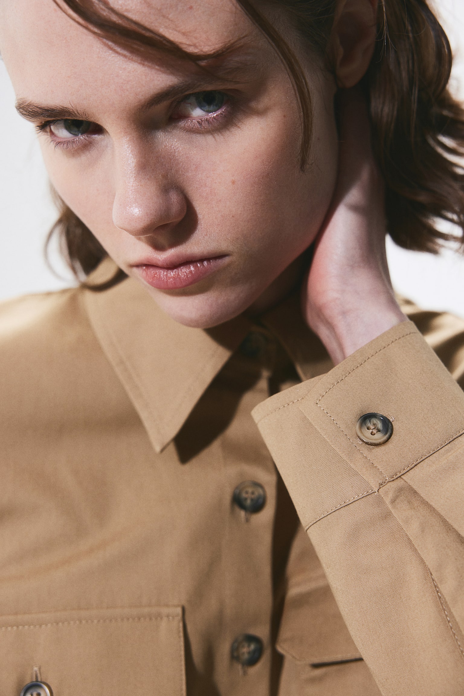 Belted utility shirt - Beige - 2