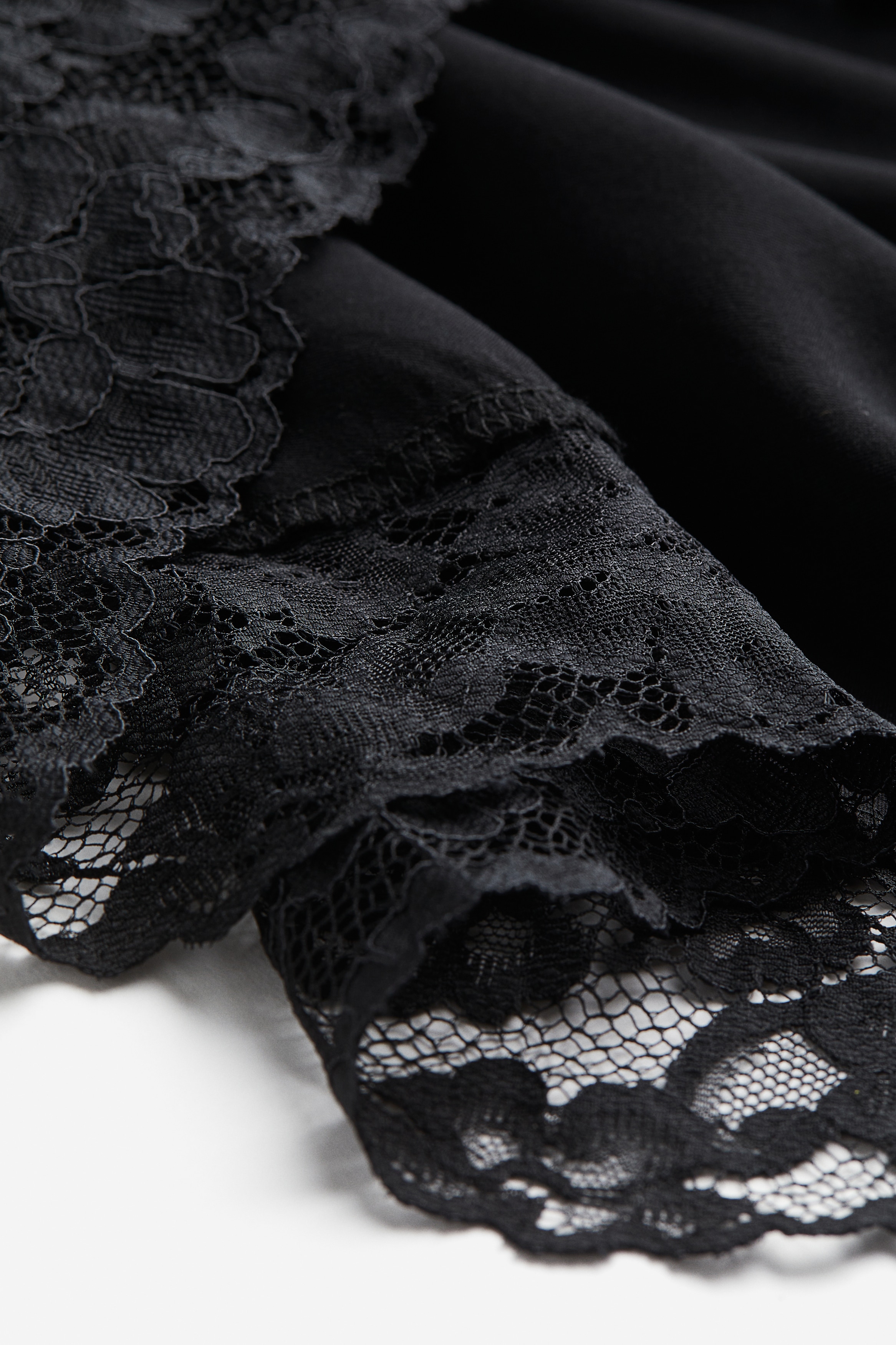 Lace-trimmed satin dress