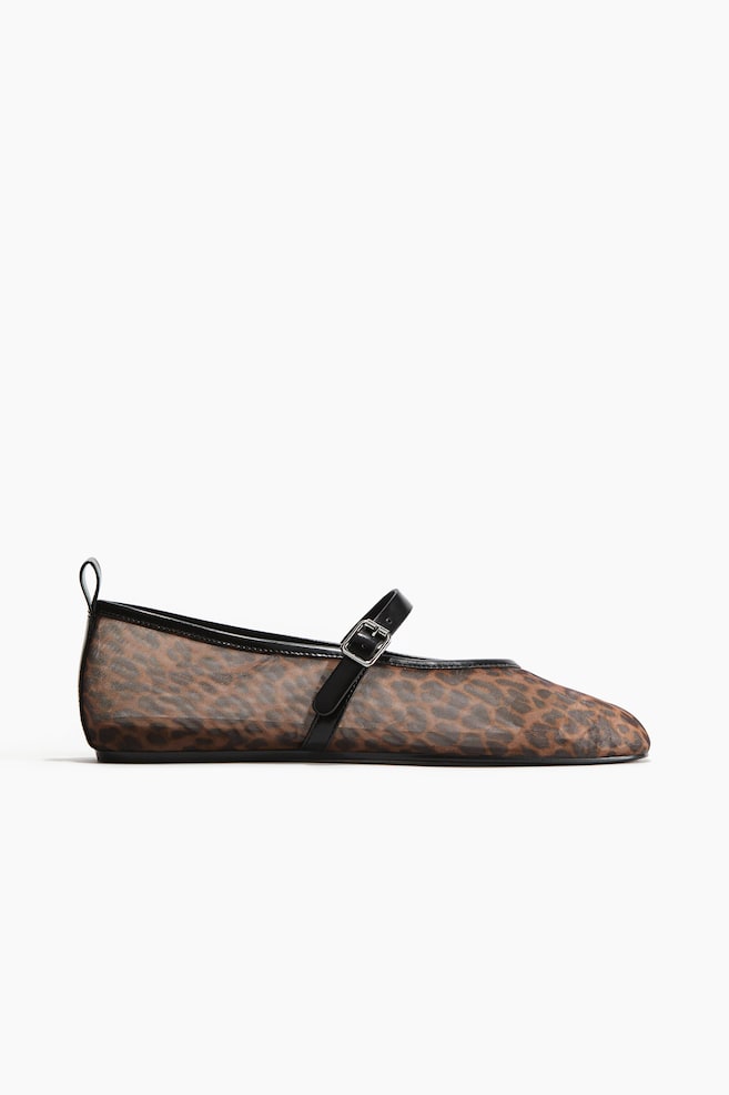 Mary Jane-ballerinasko i mesh - Brun/Leopardmønstret/Sort - 1