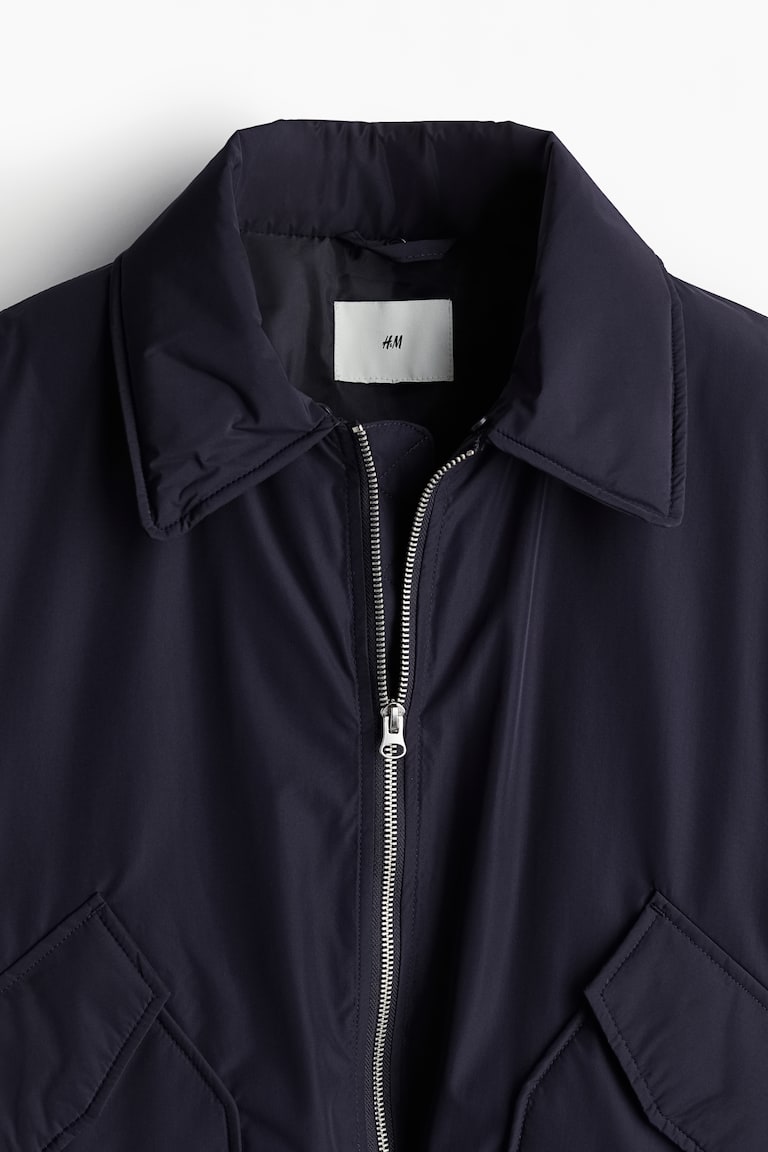 Regular Fit Collared bomber jacket Navy blue Men H&M IN