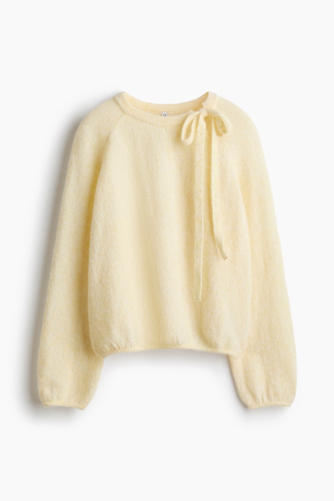 Bow-collar jumper - Light yellow/Light grey marl/Dusty pink - 1