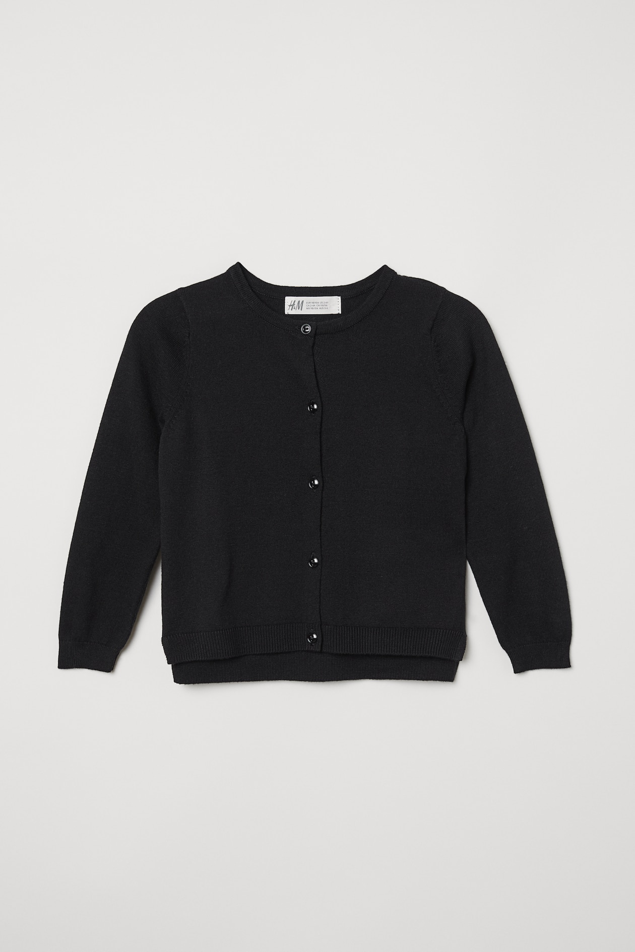 Fine-knit Cardigan - Round Neck - Long sleeve - Black - Kids | H&M US