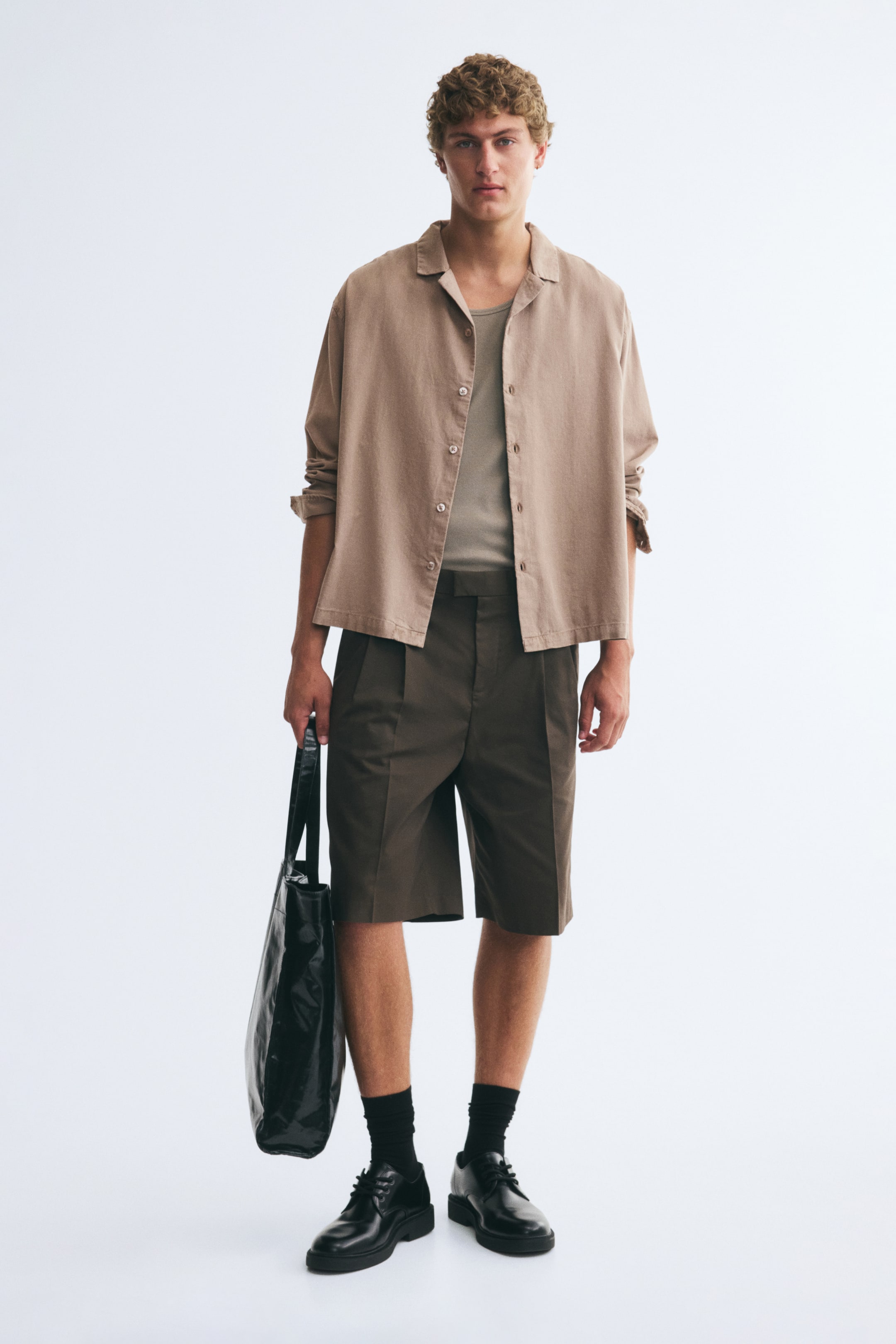 View larger image: Relaxed Fit Long-sleeved cotton resort shirt - Beige - Men | H&M HK 1