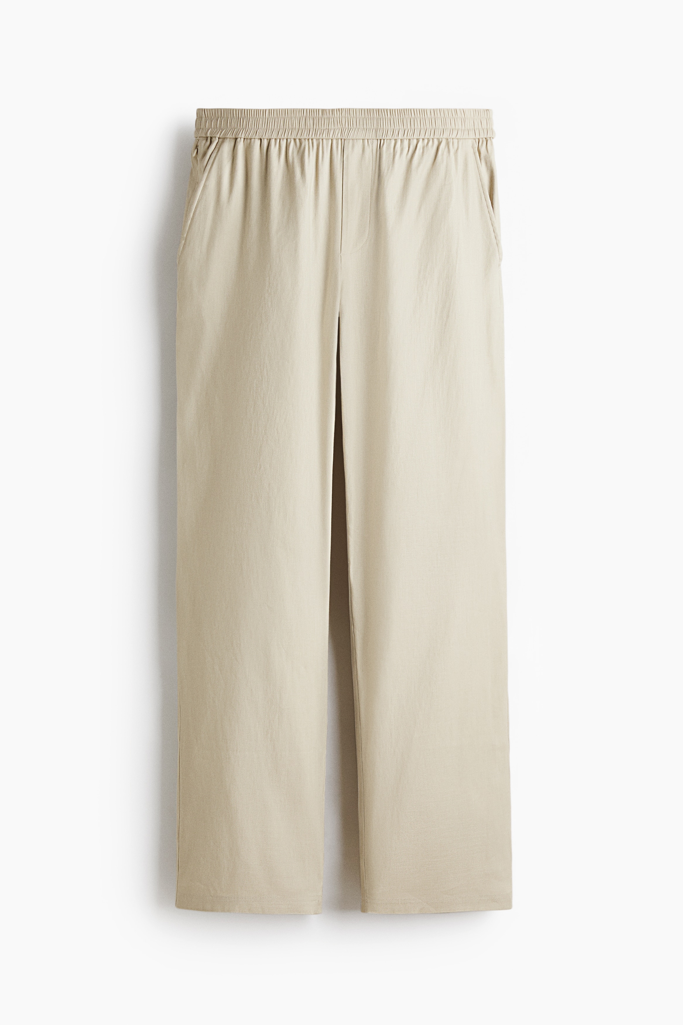 Four-way Stretch Loose Fit Bukse i linmiks - Lys beige/Lys kakigrønn